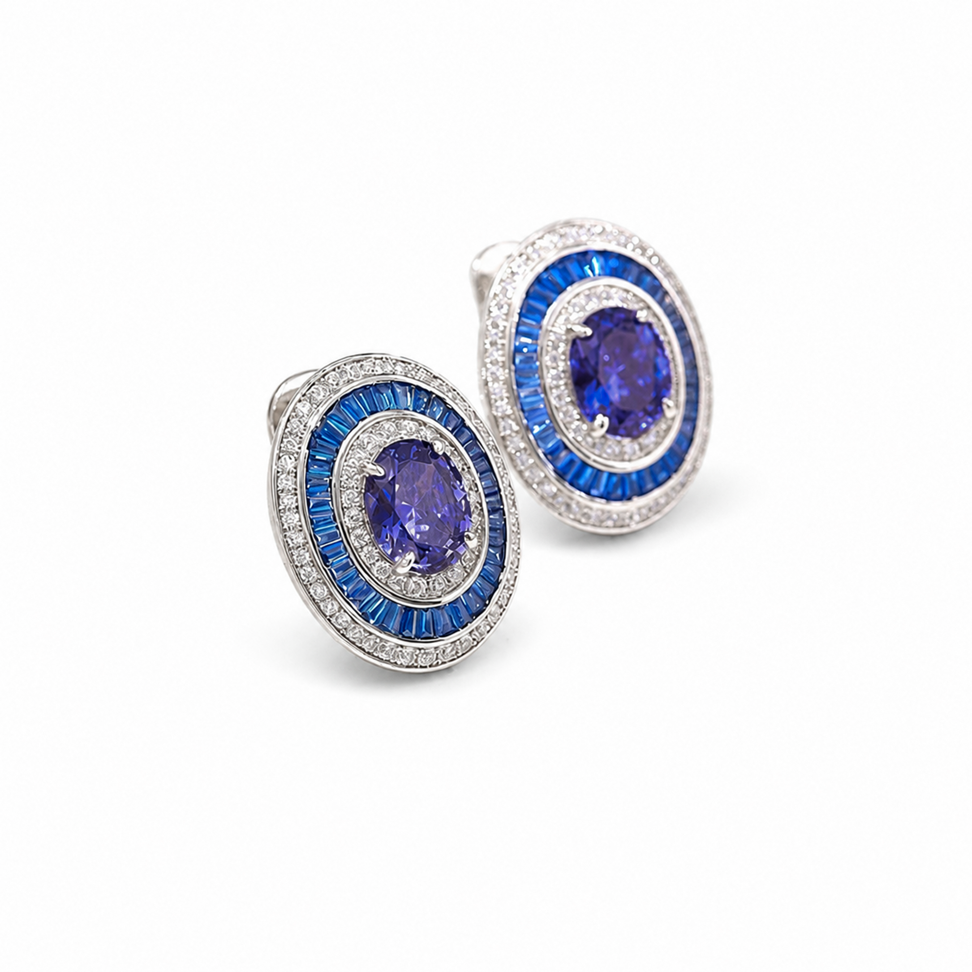Mina Blue Oval Stud Earrings