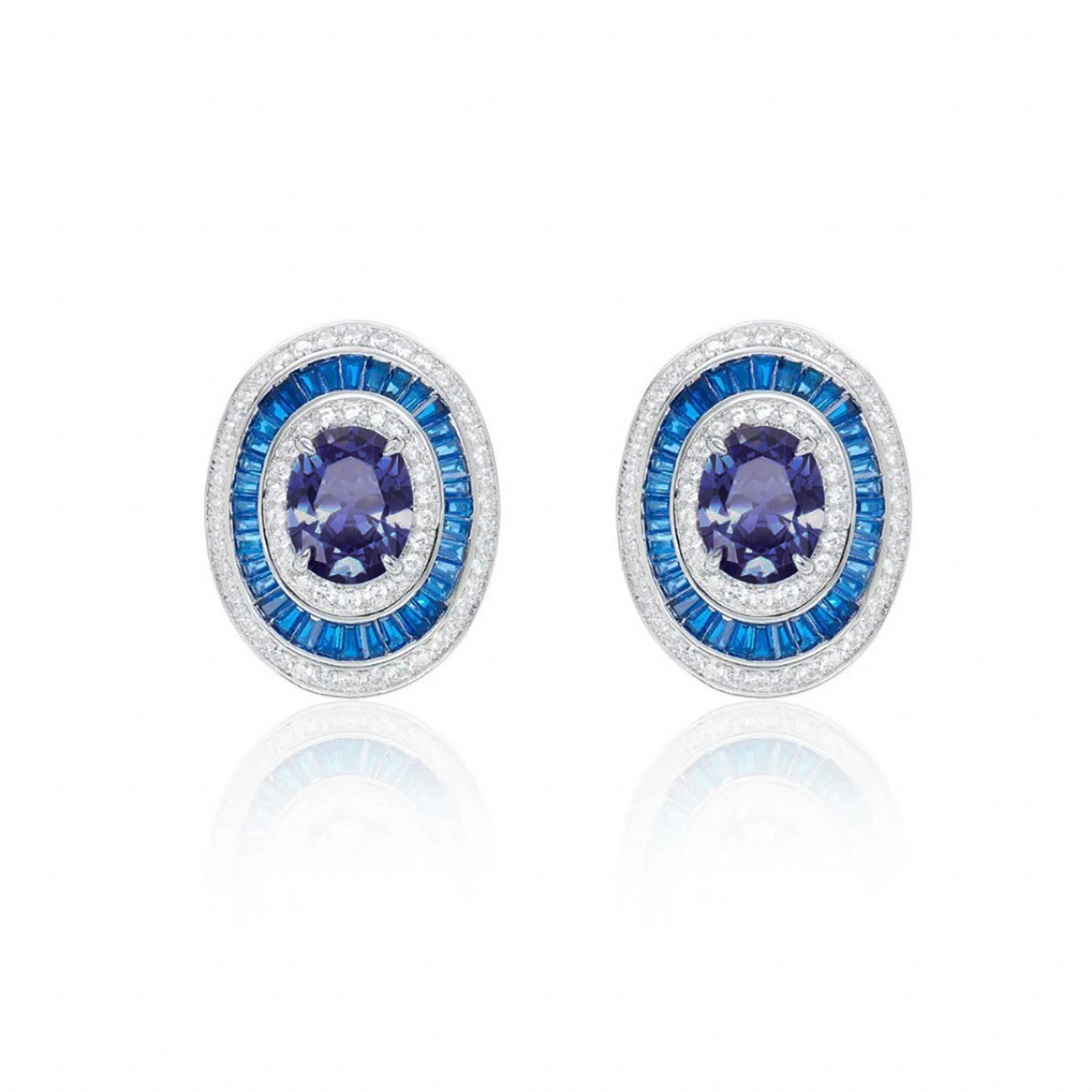 Mina Blue Oval Stud Earrings