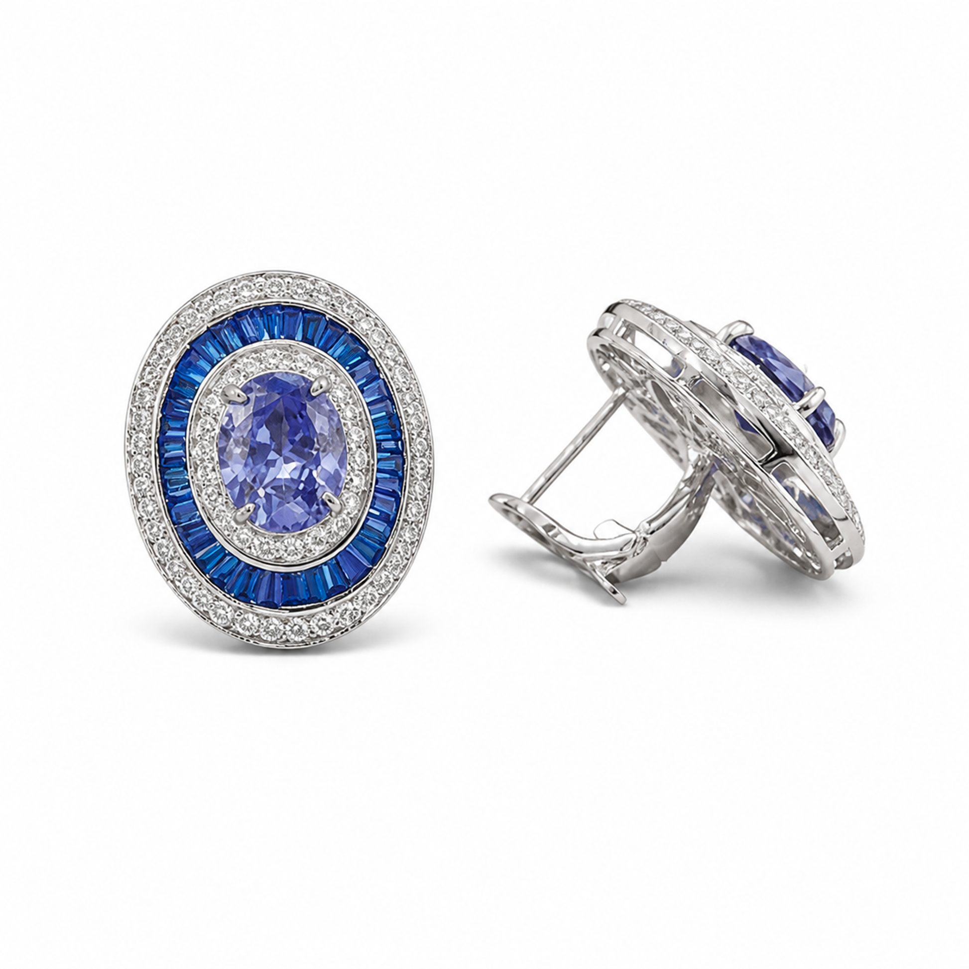 Mina Blue Oval Stud Earrings