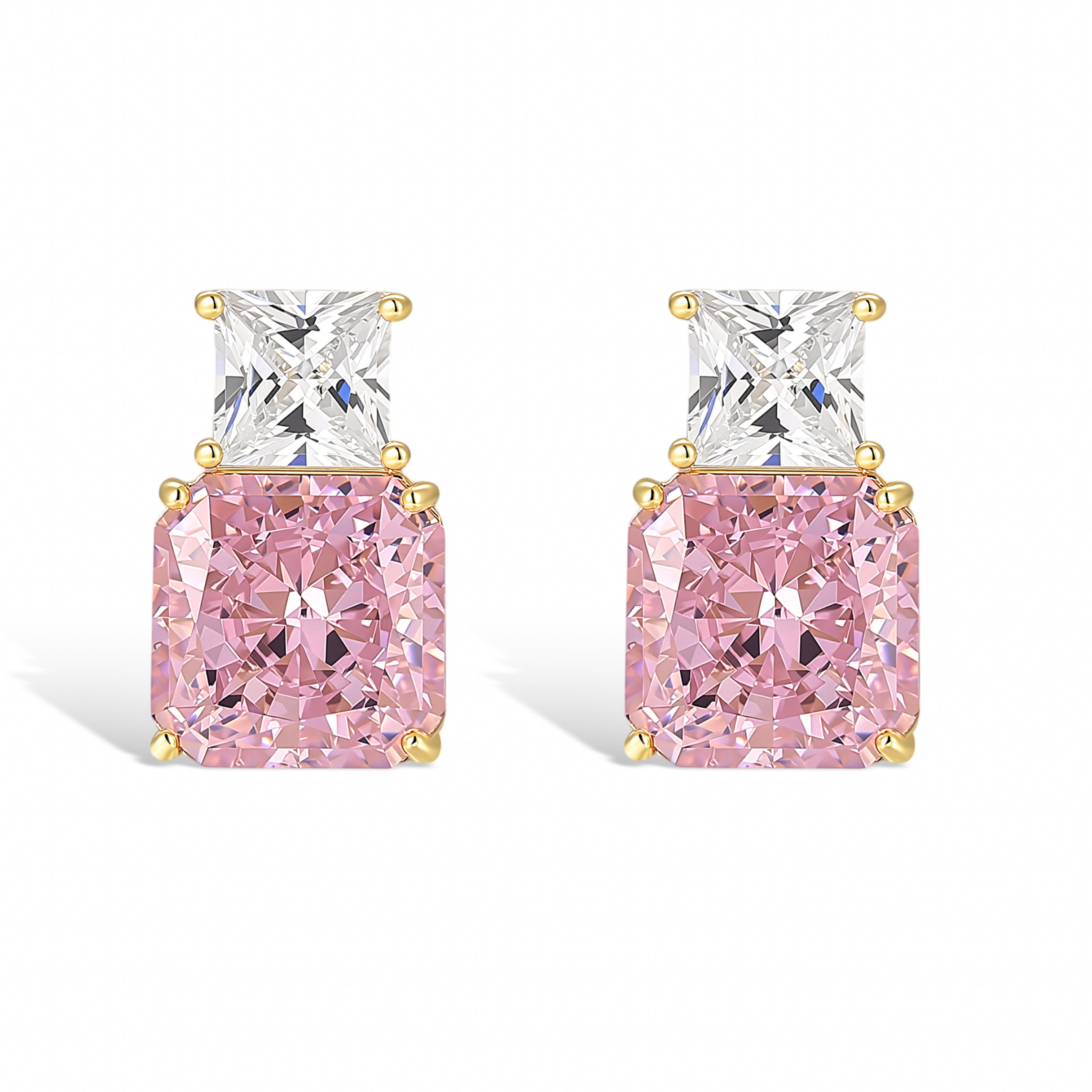 Mireille Pink Bottle Shape 14K Gold Stud Earrings