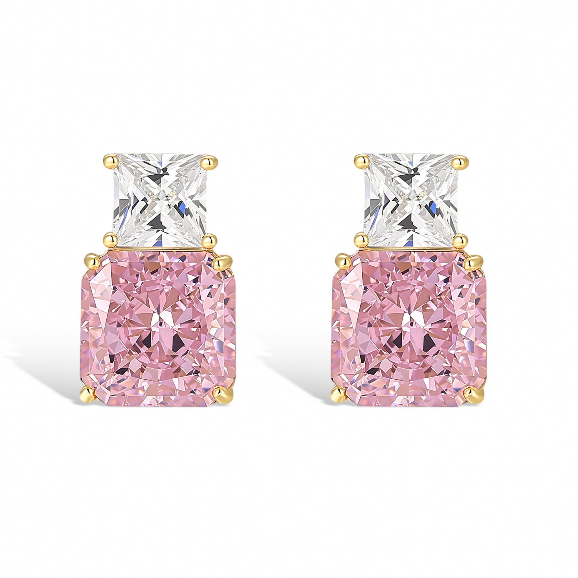 Mireille Pink Bottle Shape 14K Gold Stud Earrings