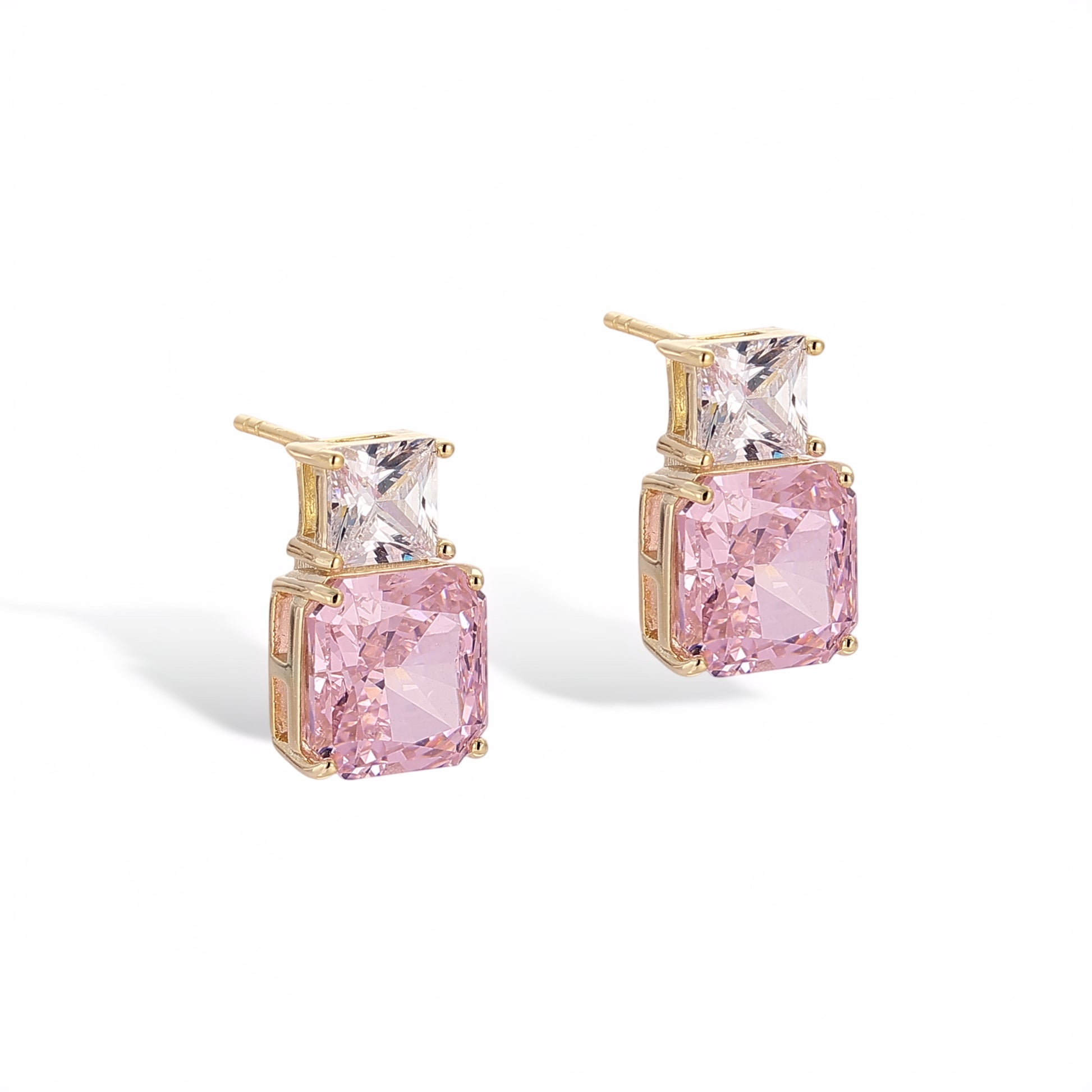Mireille Pink Bottle Shape 14K Gold Stud Earrings