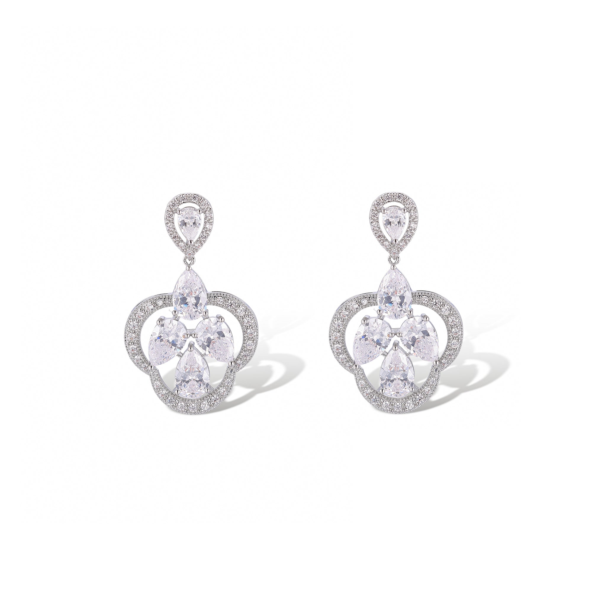 Almut White Fan Necklace Earrings Set