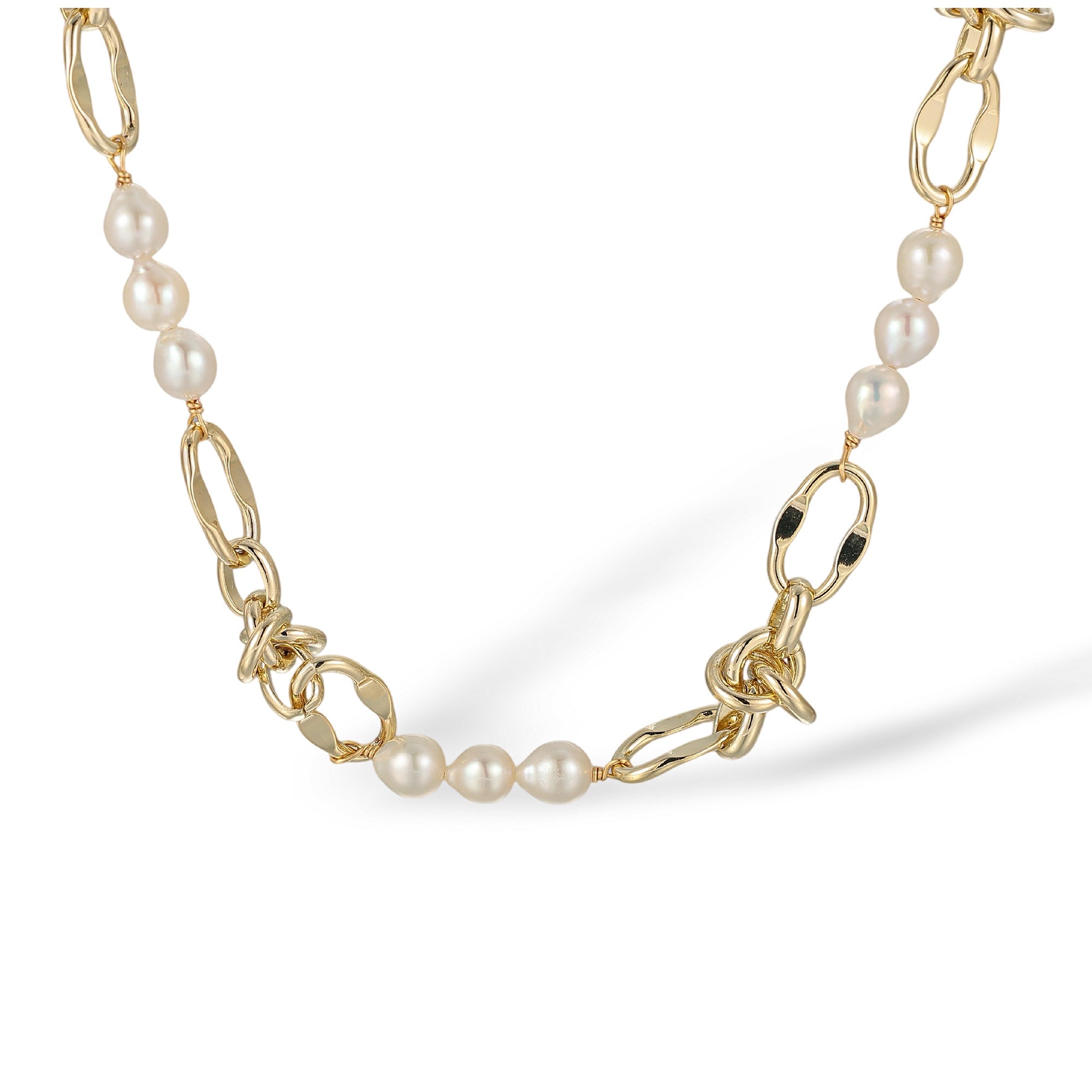 Mirja 14K Gold Knot Link Pearl Necklace