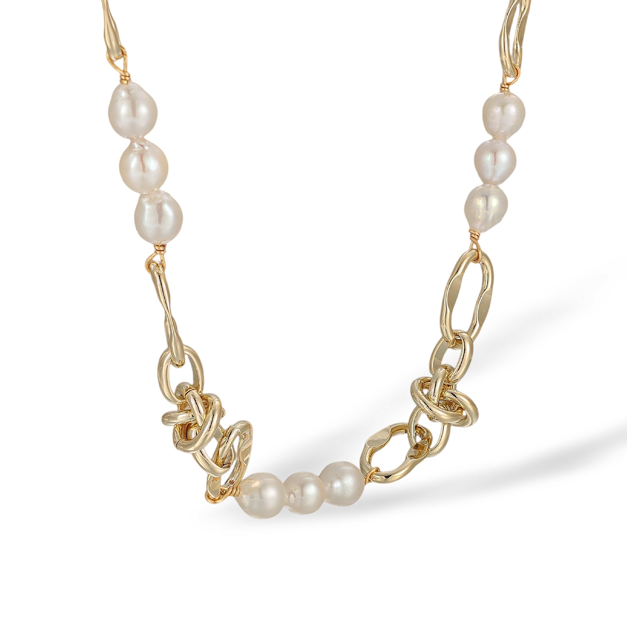 Mirja 14K Gold Knot Link Pearl Necklace