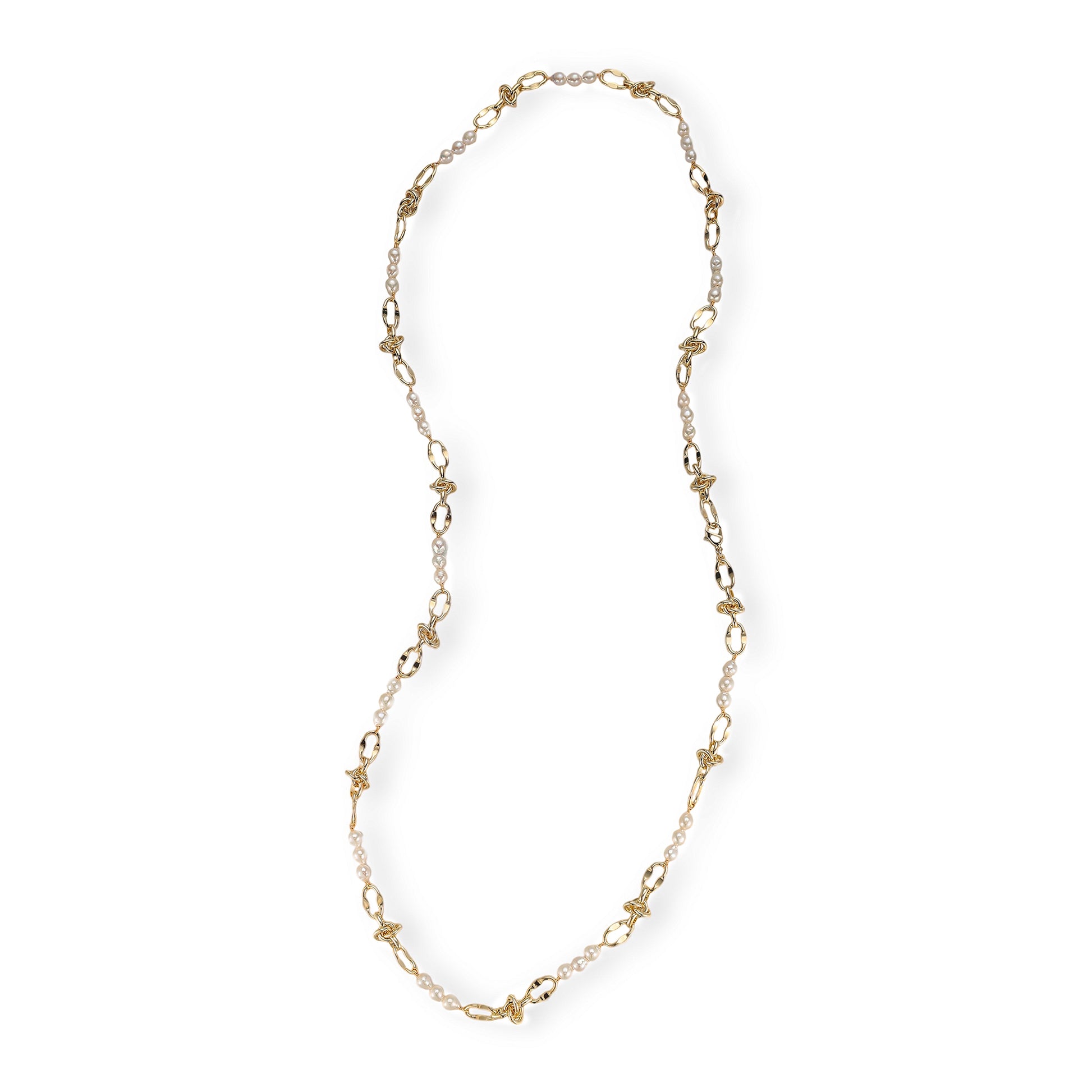 Mirja 14K Gold Knot Link Pearl Necklace