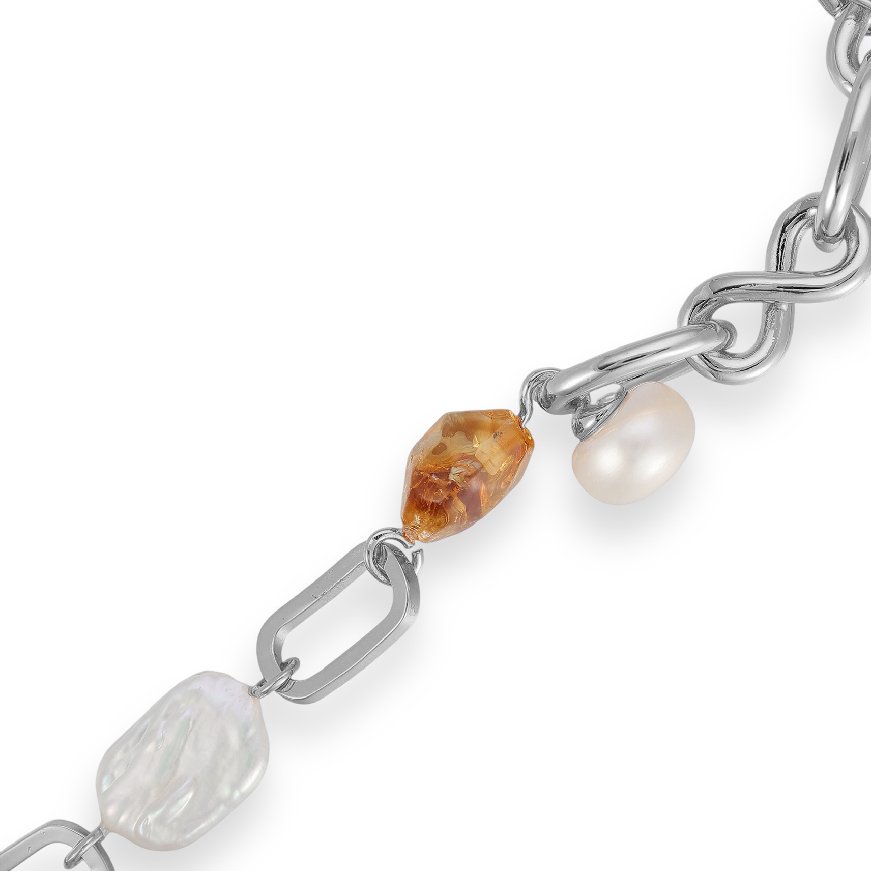 Monika 14K Gold Twist Oval Link Baroque Pearl Bracelet
