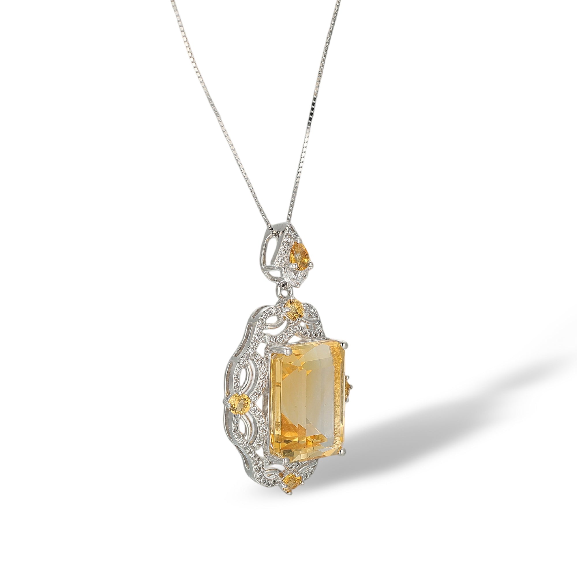 Myriam Yellow Rectangular Citrine Necklace
