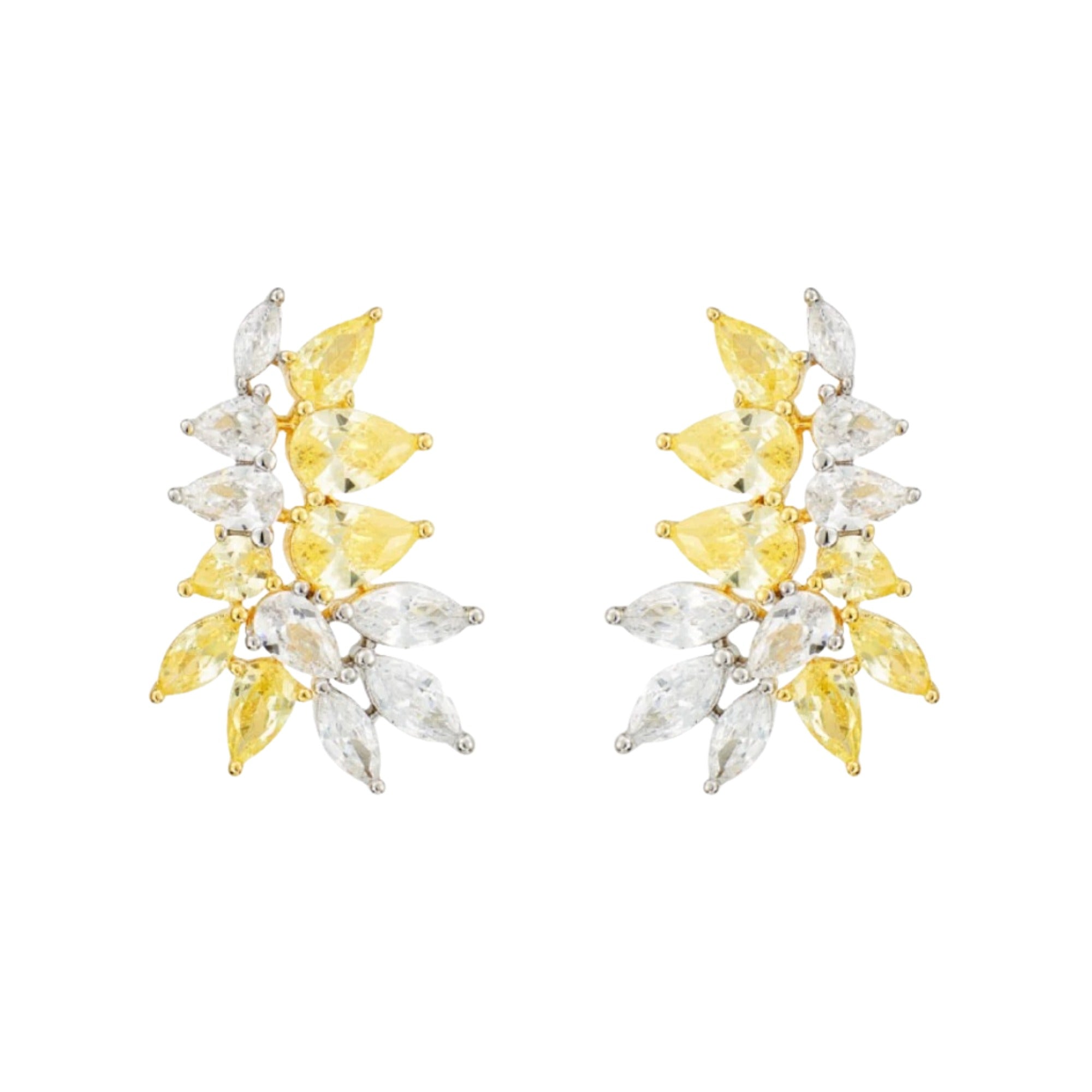 Nordrun Yellow Marquise Teardrop Leaf Earrings