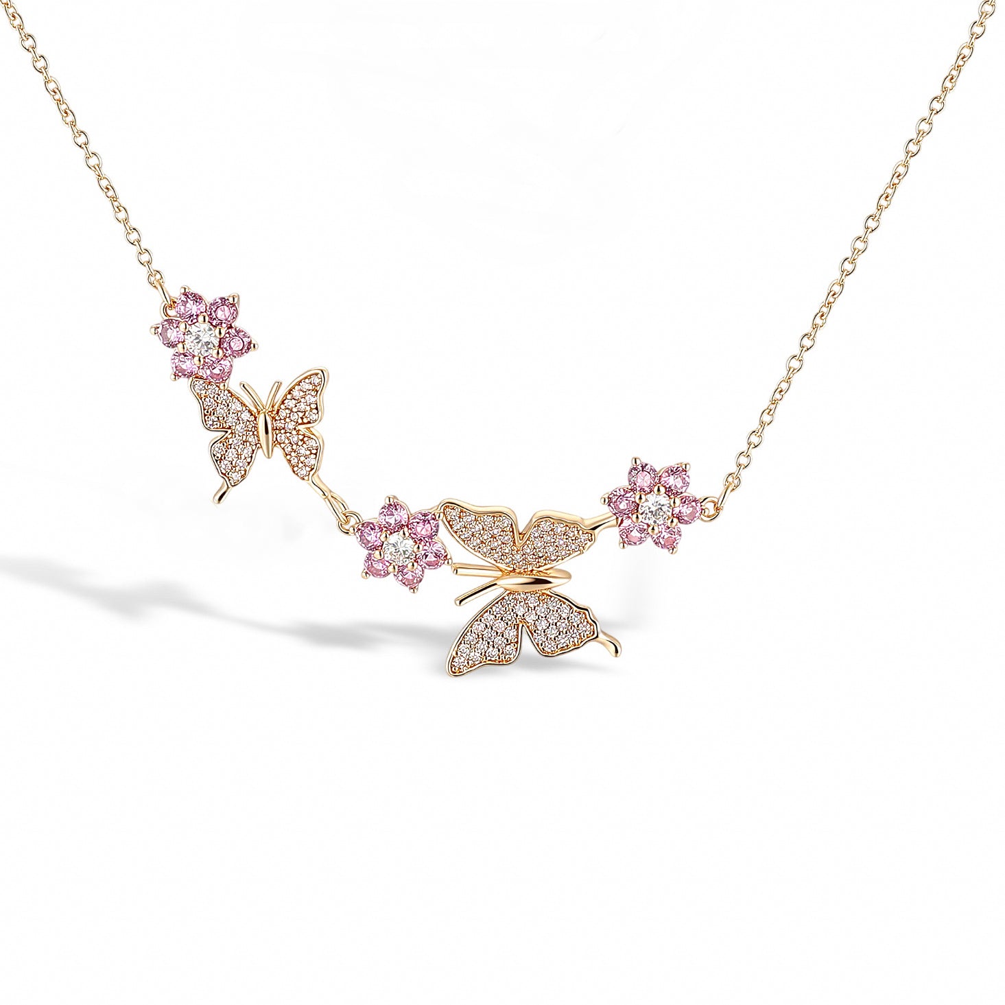 Nymphalis Pink Butterfly Necklace