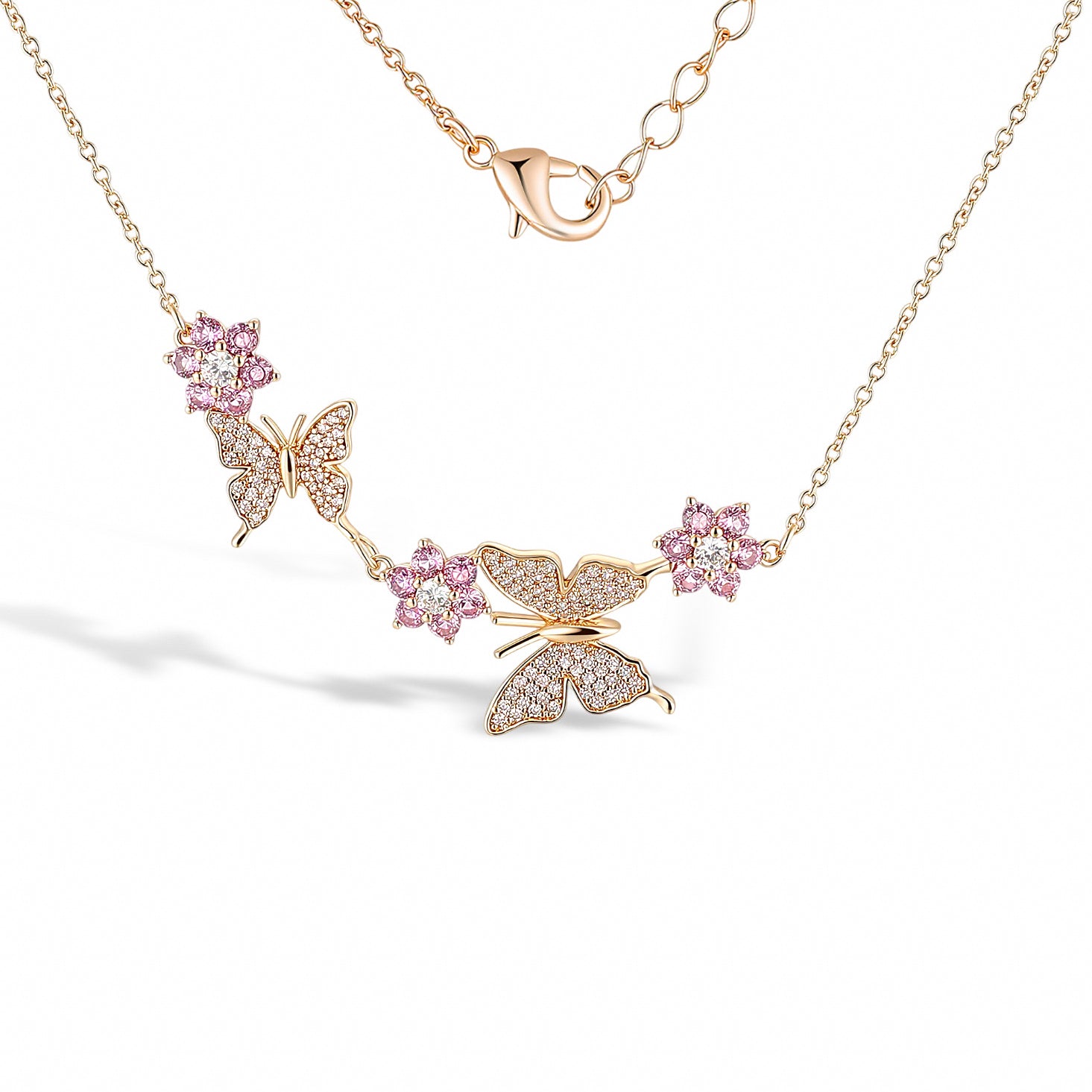 Nymphalis Pink Butterfly Necklace