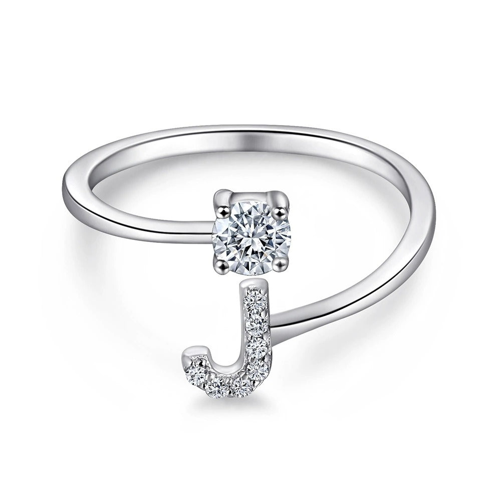 Oceane White Initial Letter Open Ring