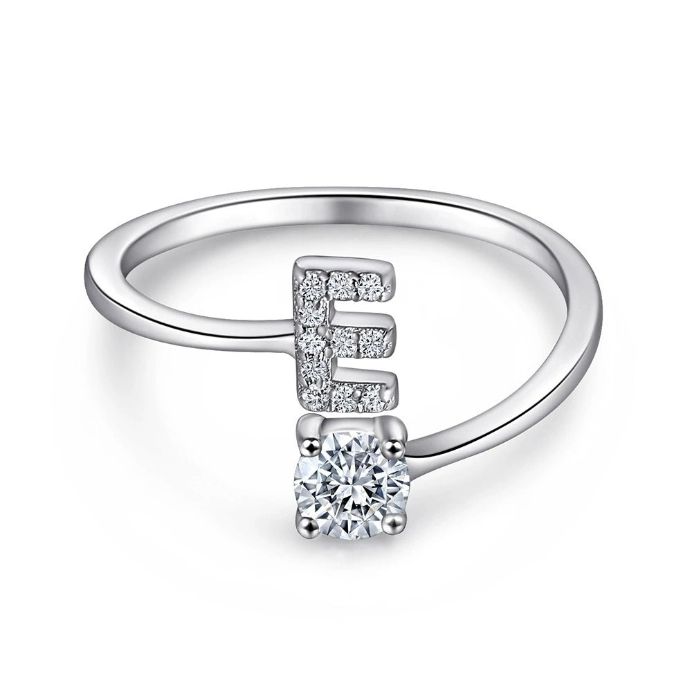 Oceane White Initial Letter Open Ring