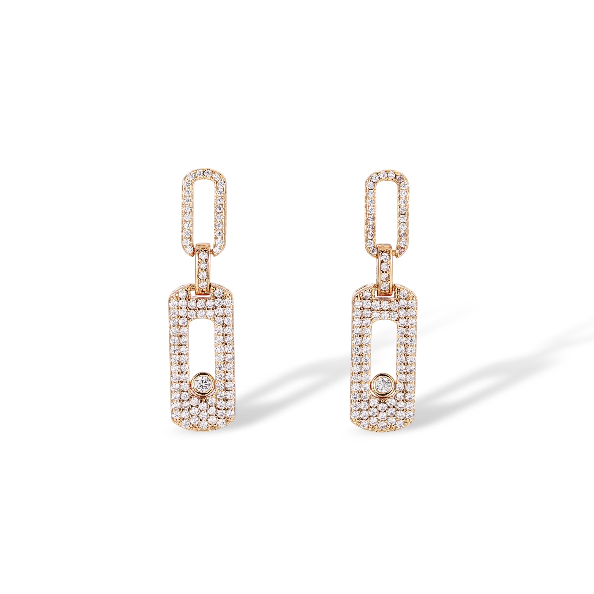 Odalind 14K Gold Move Rounded Rectanglar Earrings