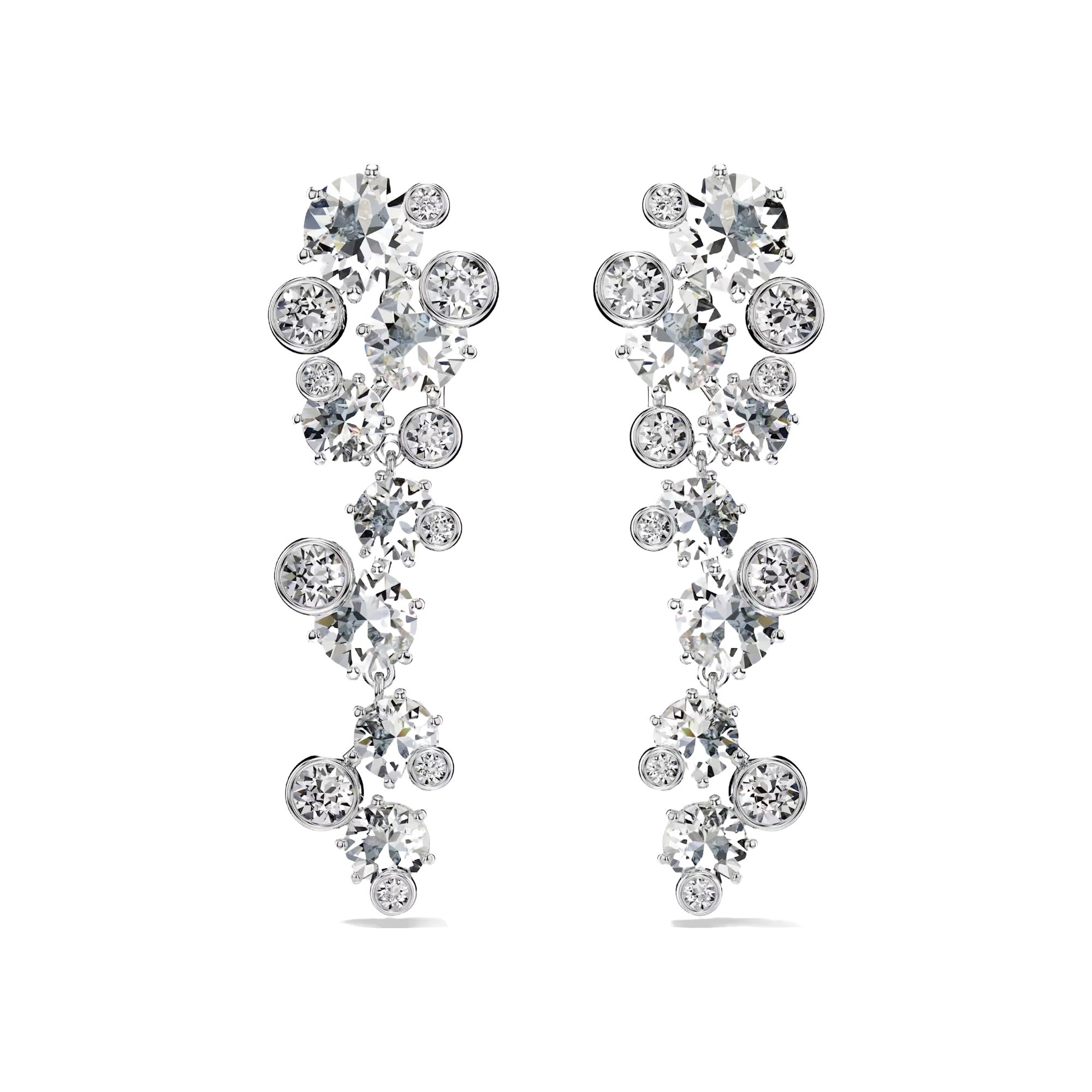 Pamela White Round Drop Earrings