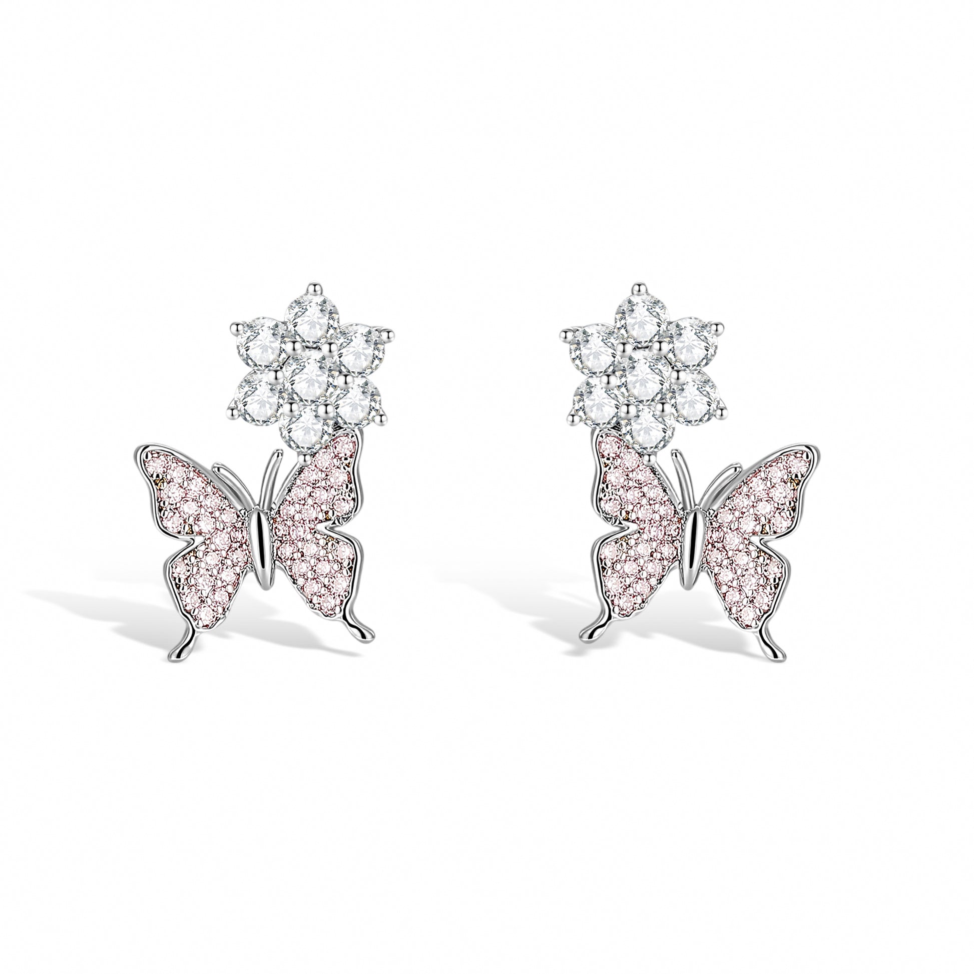 Papillon Blanc Pink Butterfly Earrings