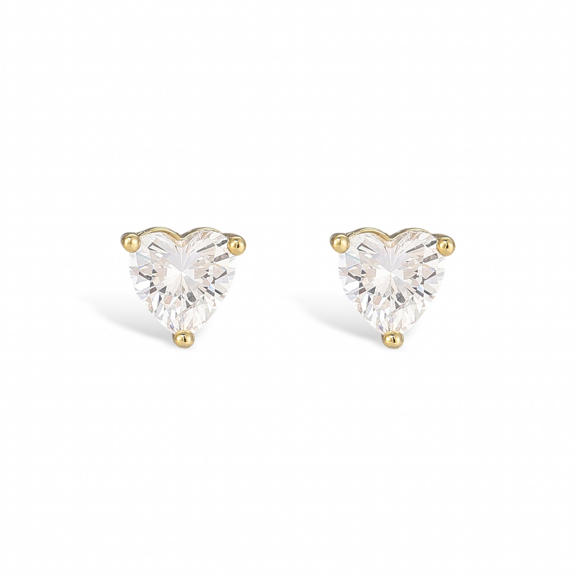 Pierrette 18K Gold Heart Stud Earrings
