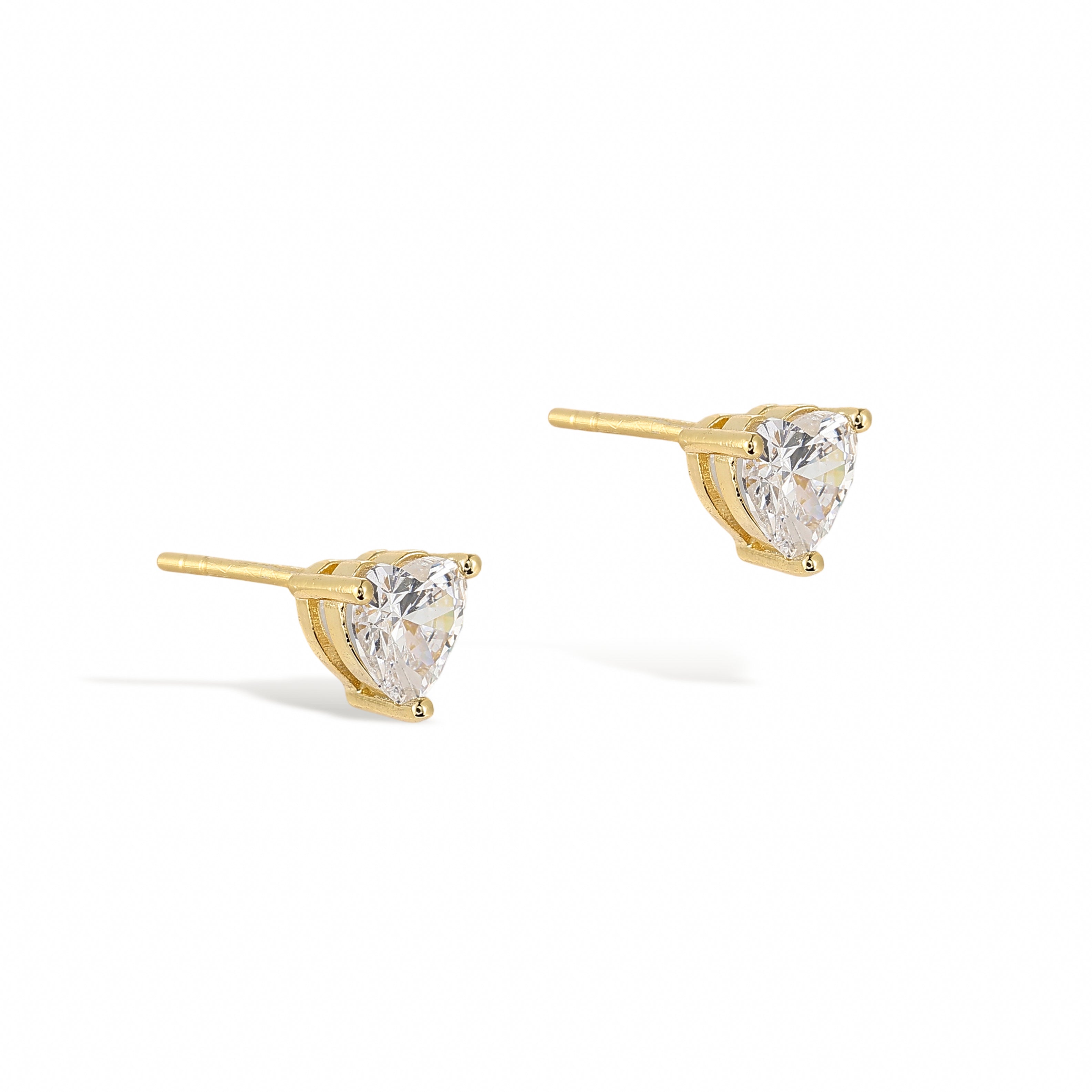 Pierrette 18K Gold Heart Stud Earrings
