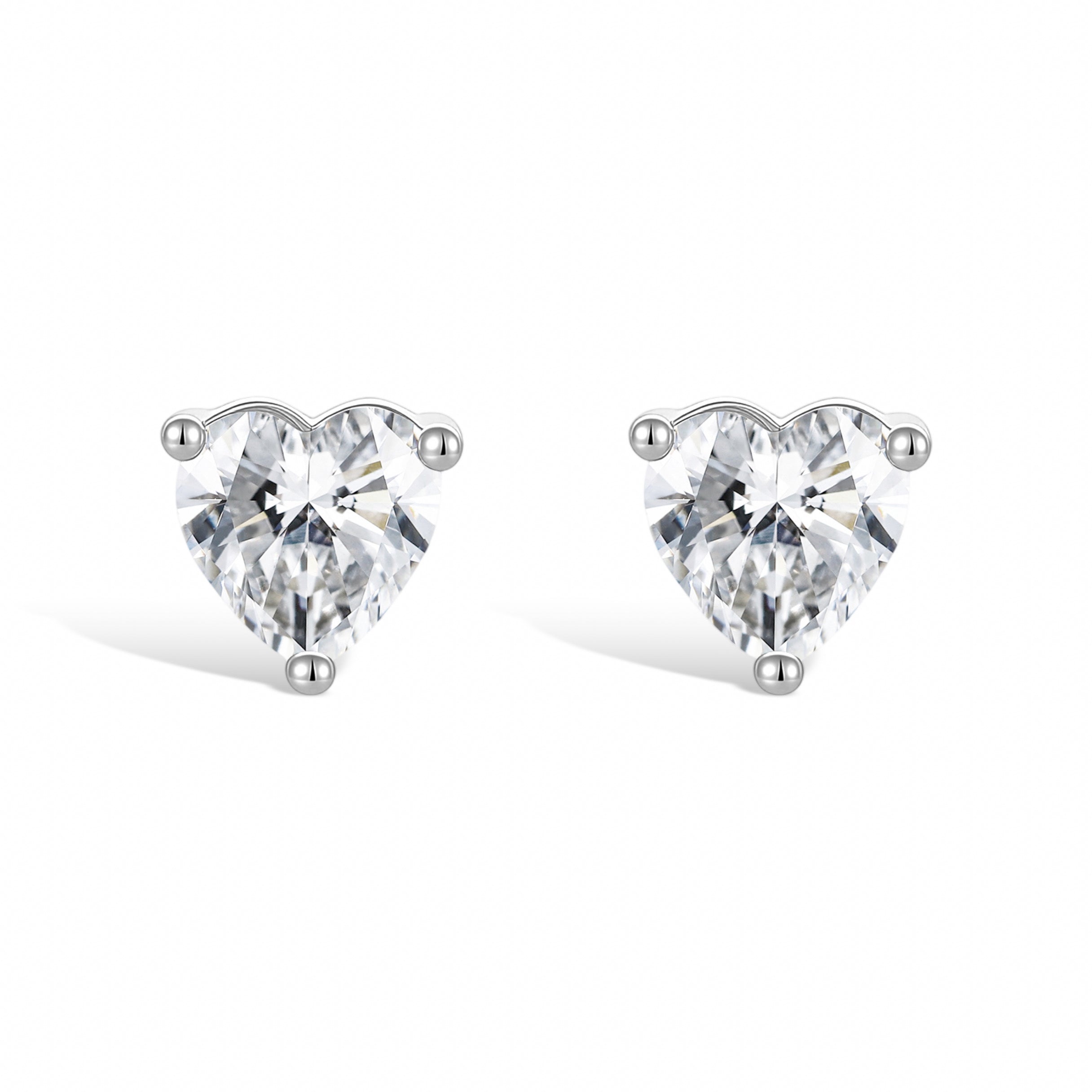 Pierrette White Heart Stud Earrings