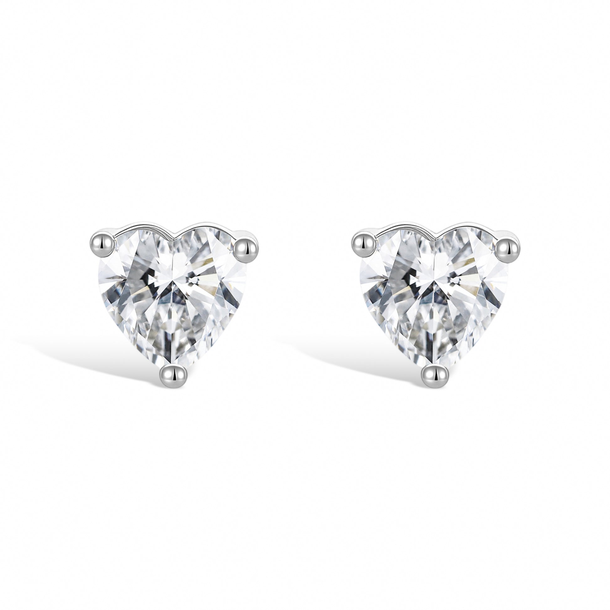 Pierrette White Heart Stud Earrings