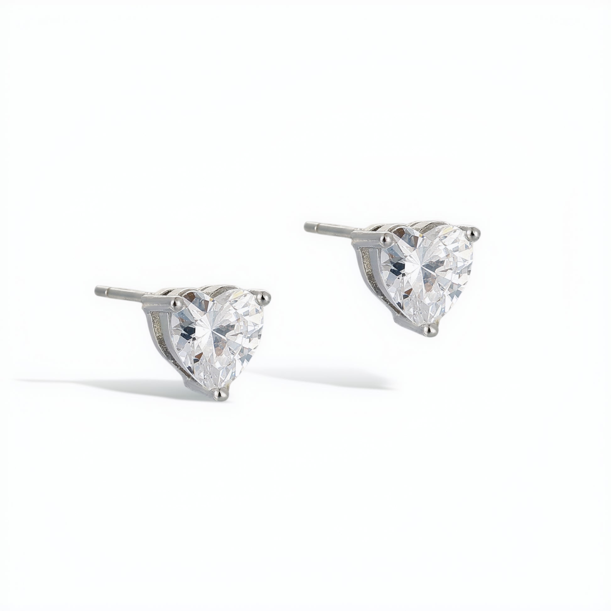 Pierrette White Heart Stud Earrings
