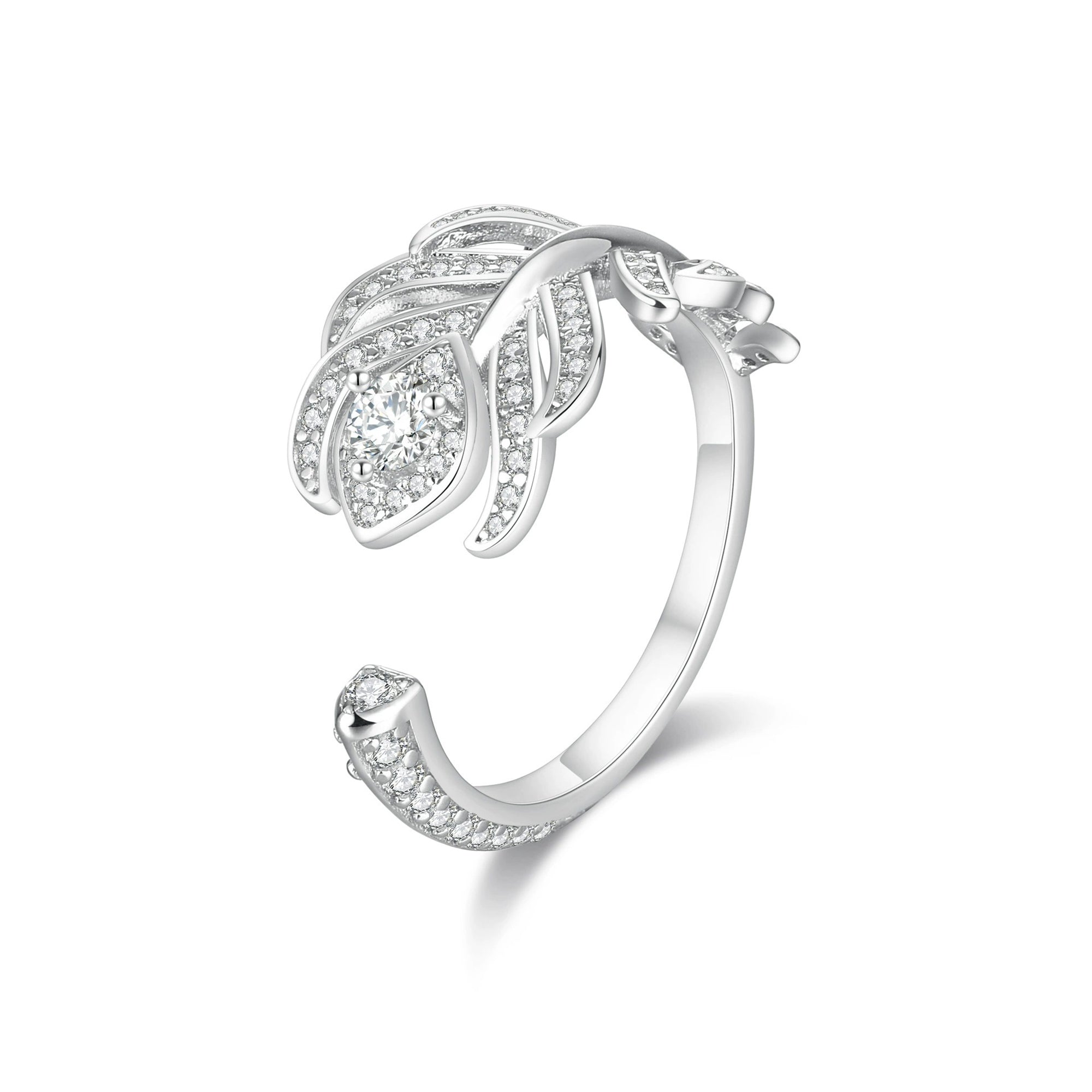 Plume White Open Ring