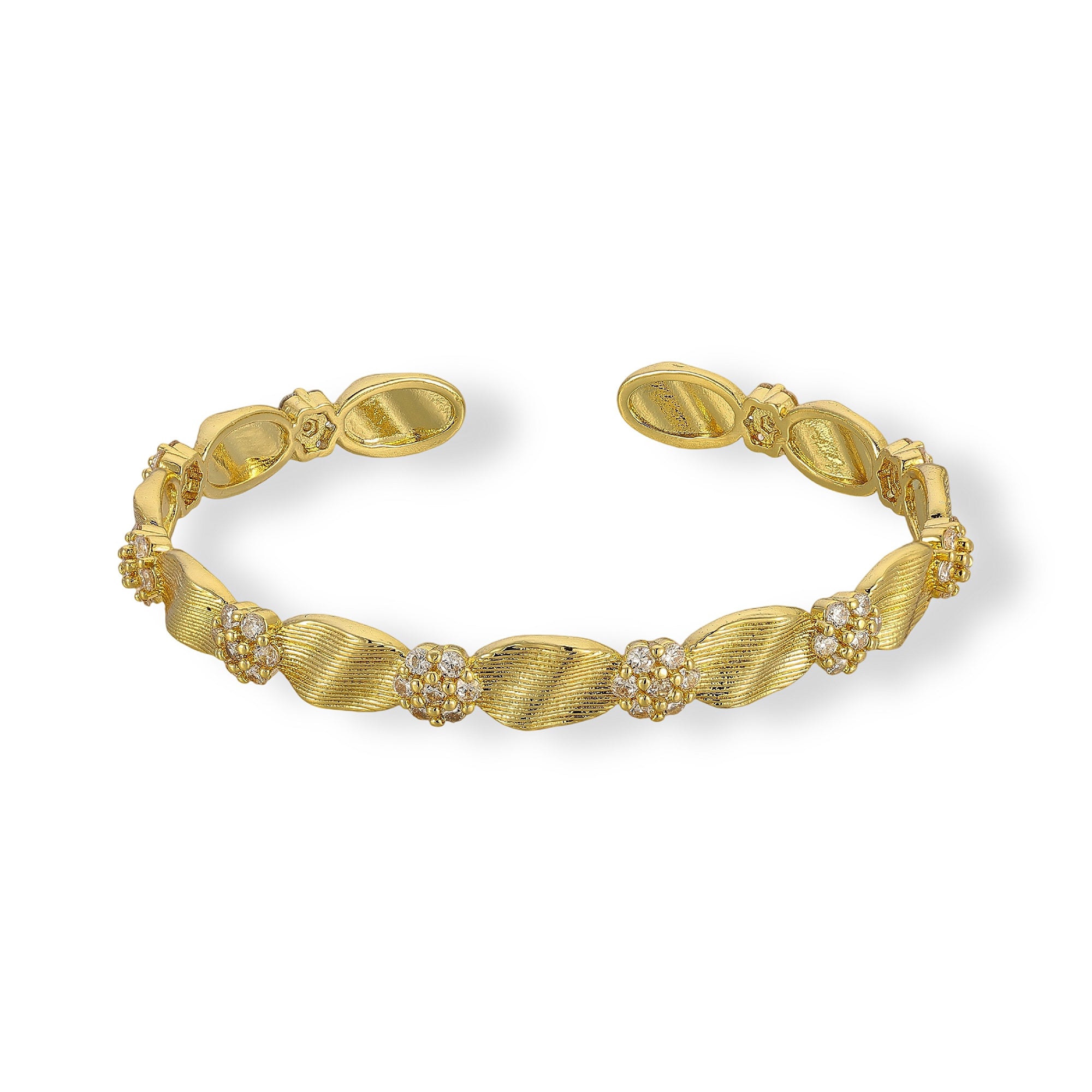 Quinta 18K Gold Floral Wavy Open Bangle