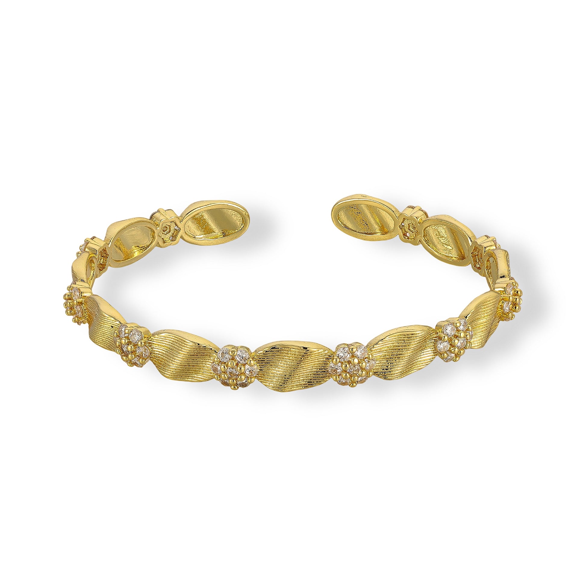 Quinta 18K Gold Floral Wavy Open Bangle