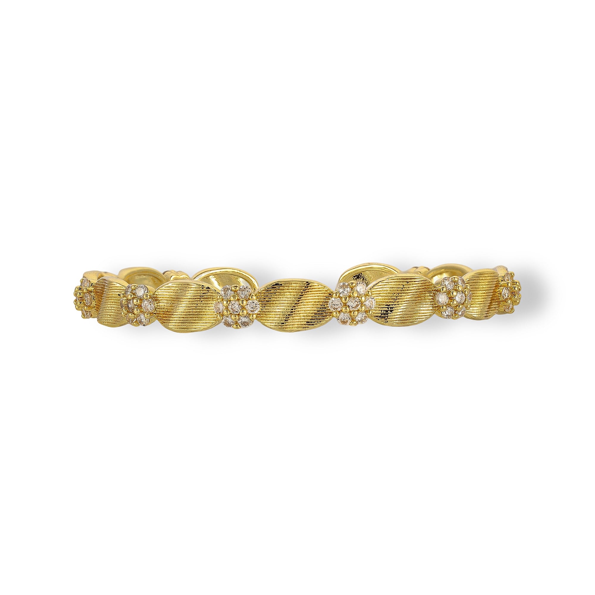 Quinta 18K Gold Floral Wavy Open Bangle