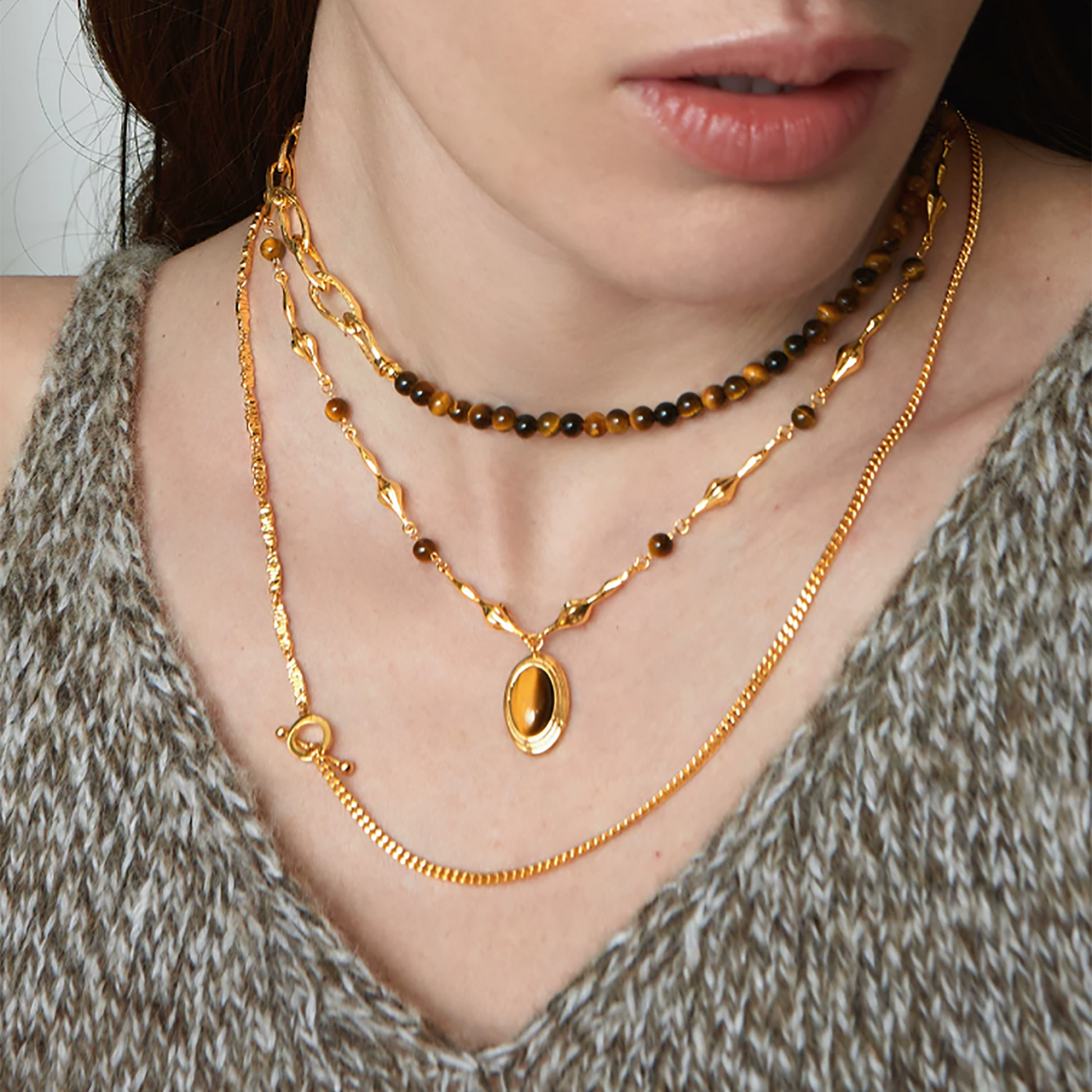 Quirina 24K Gold Dual-Layer Splicing Necklace