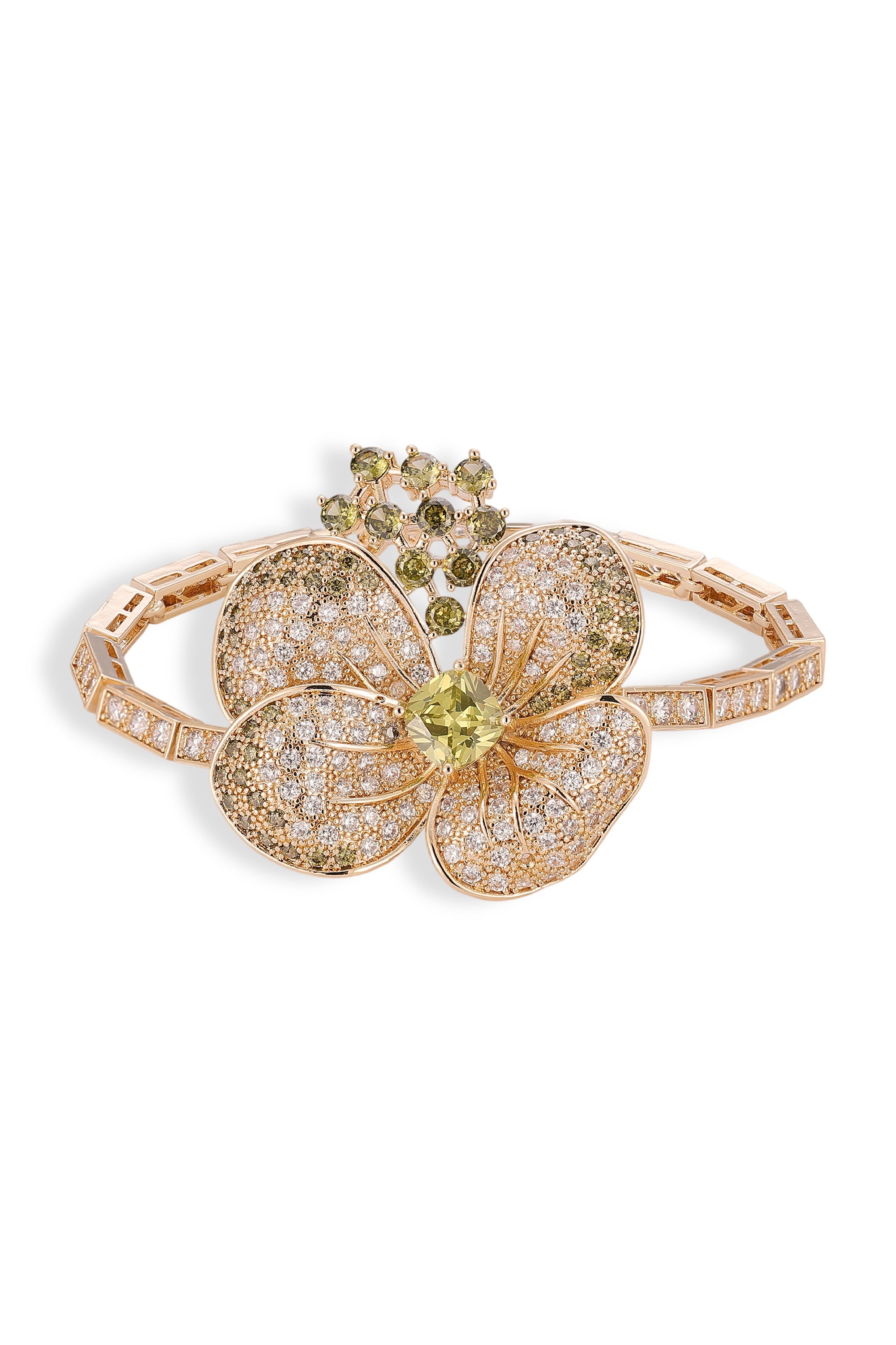 Ragnlind Olive Green Floral Bracelet