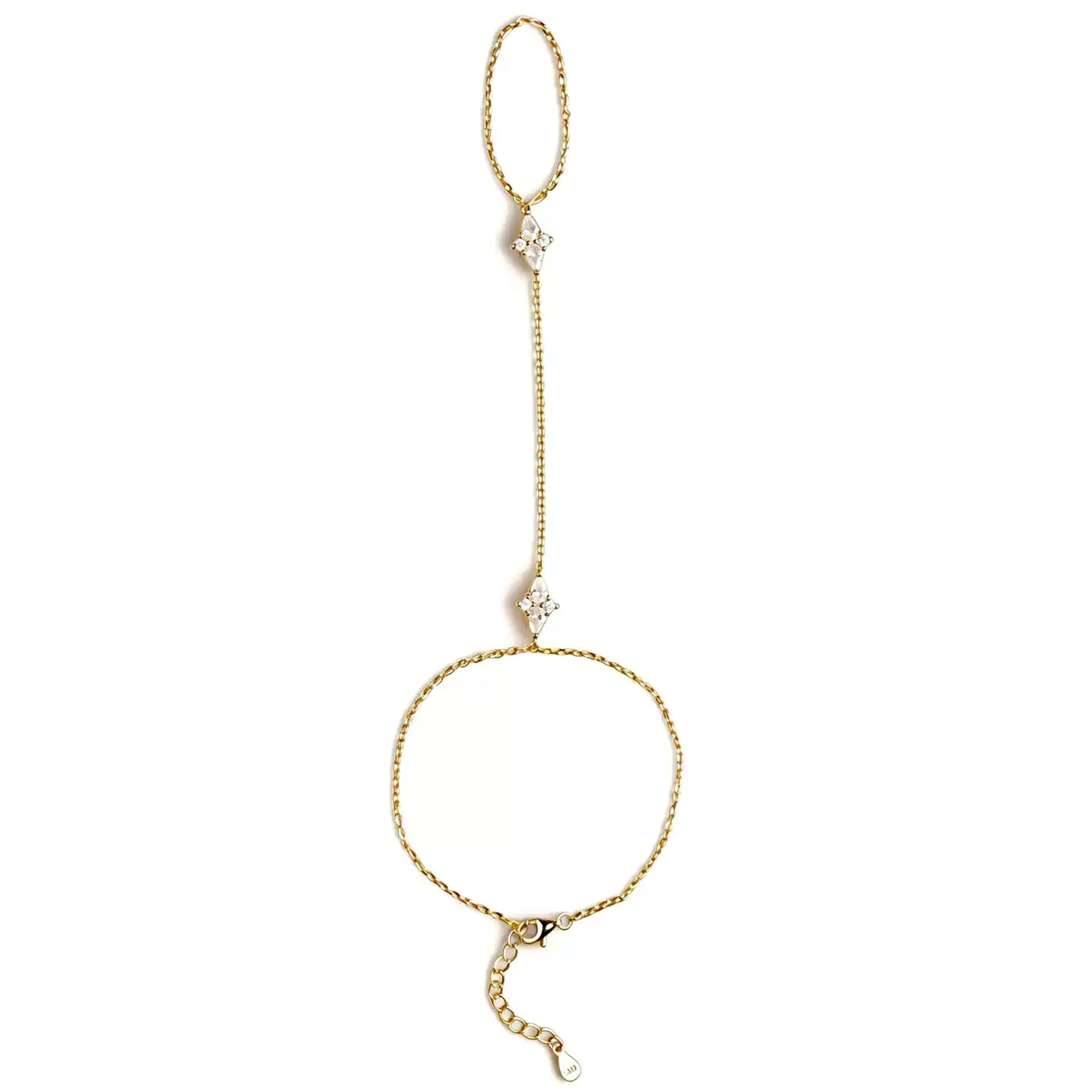 Reginrun 14K Gold Linked Finger Bracelet