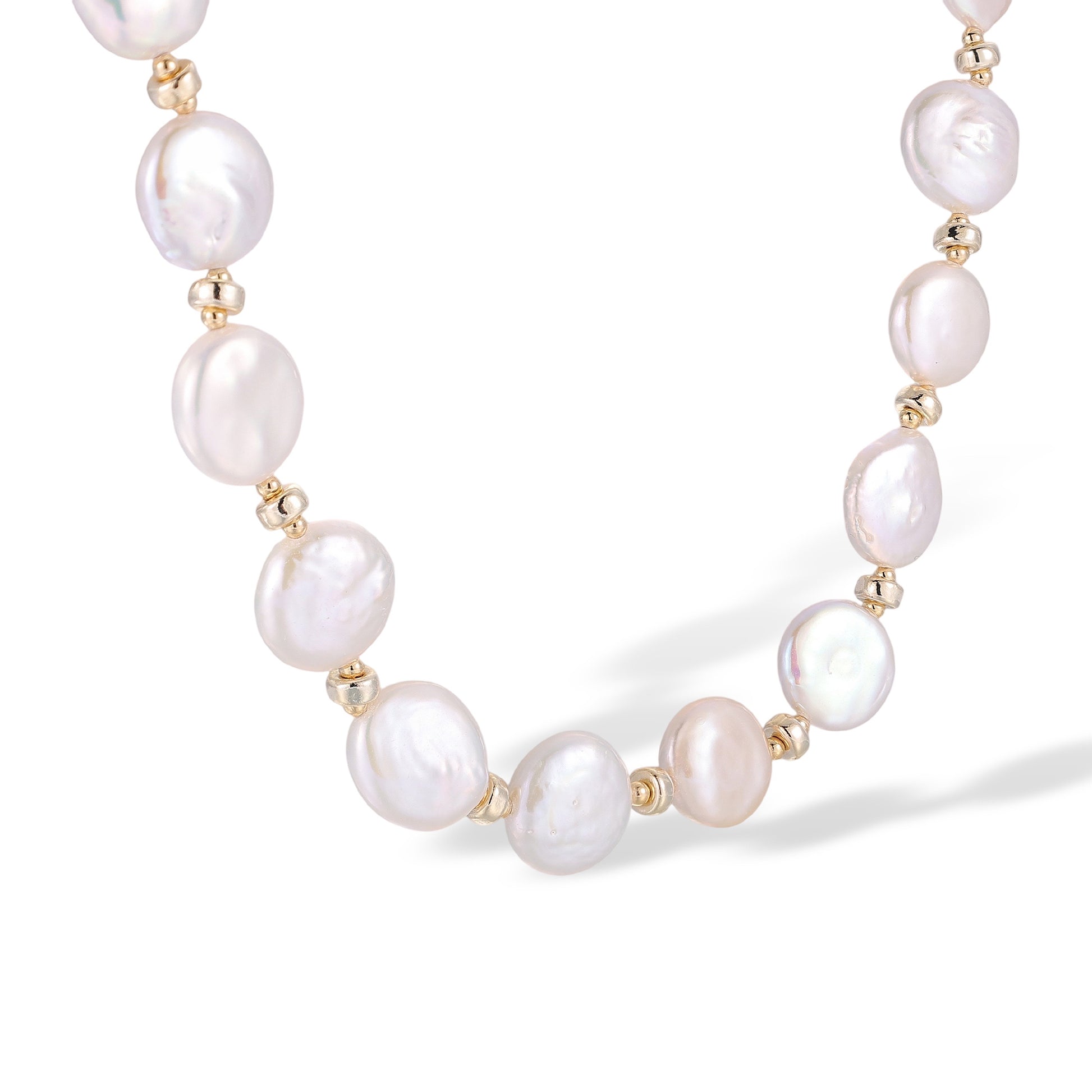 Rodelind White Round Baroque Pearl Choker Necklace