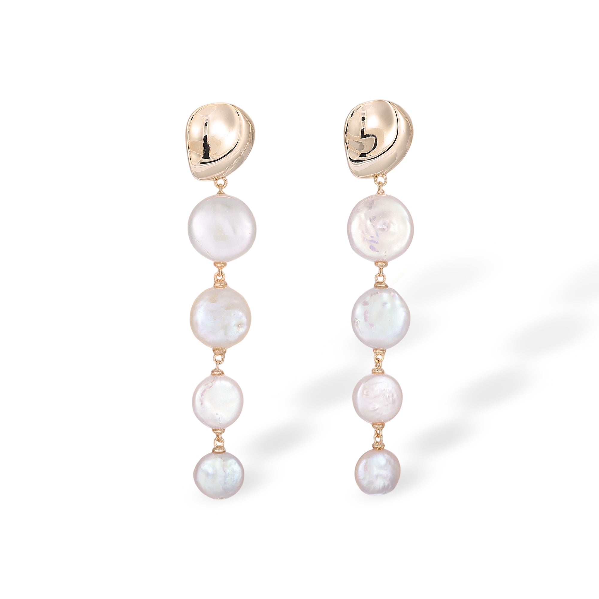 Rodelind White Round Baroque Pearl Earrings