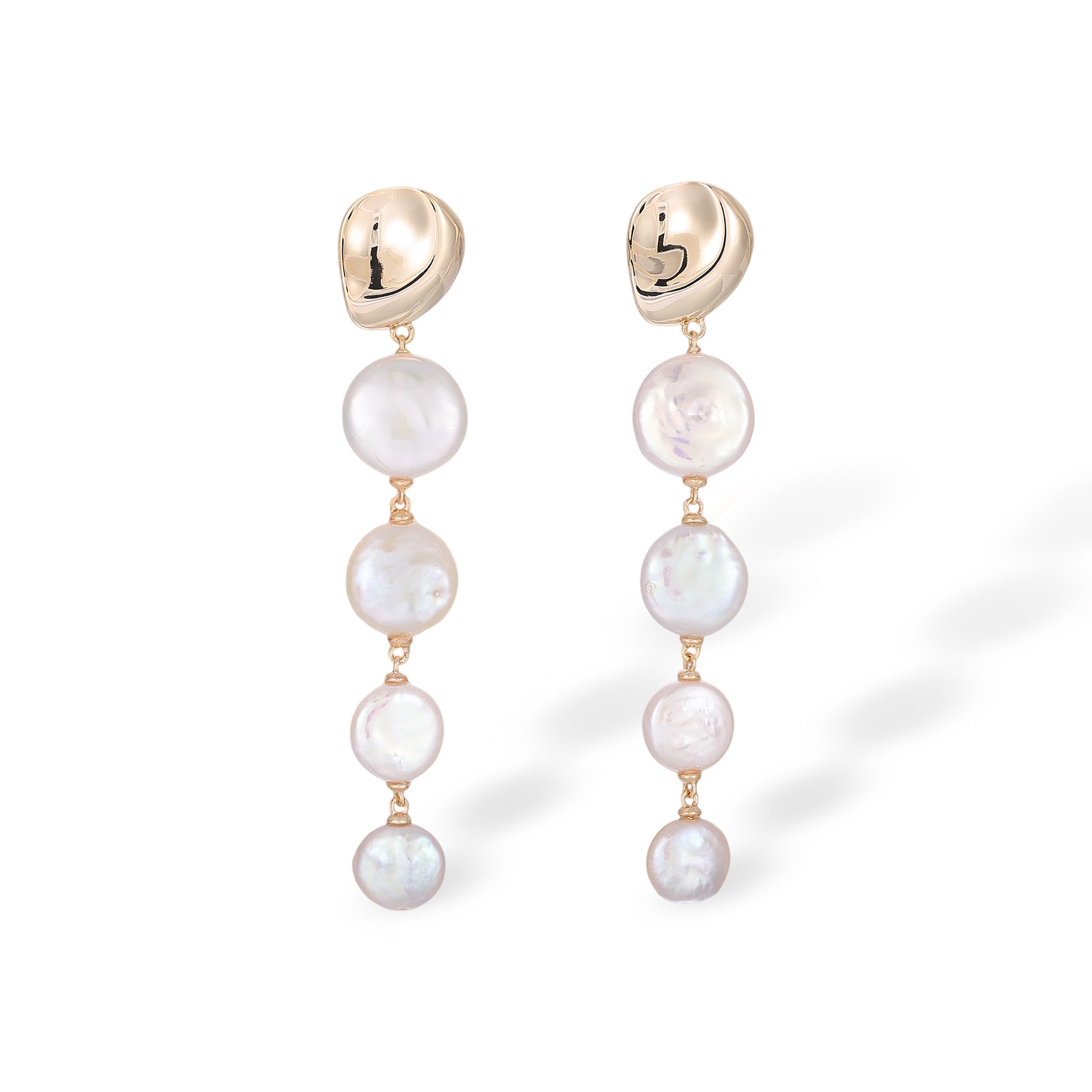 Rodelind White Round Baroque Pearl Earrings