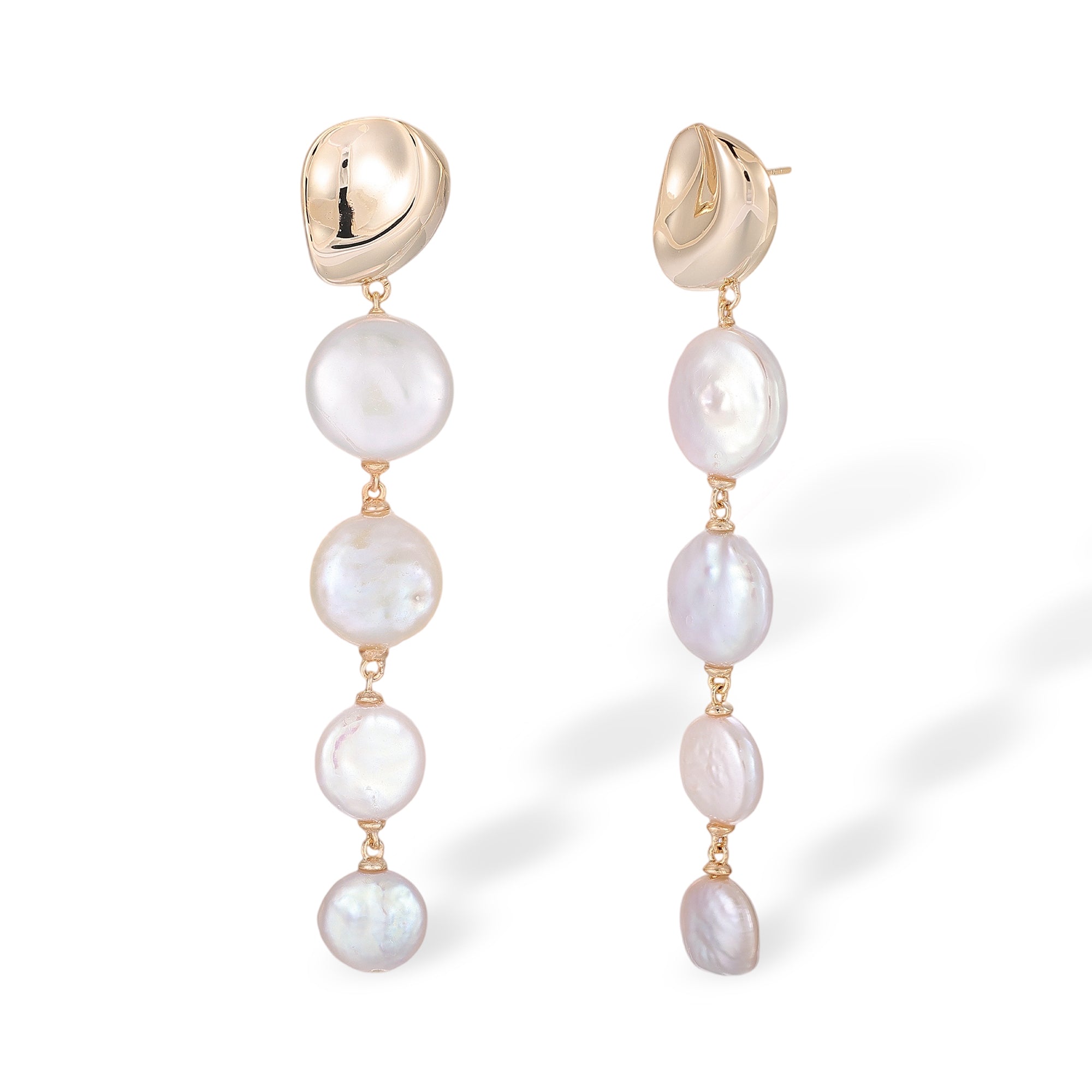 Rodelind White Round Baroque Pearl Earrings