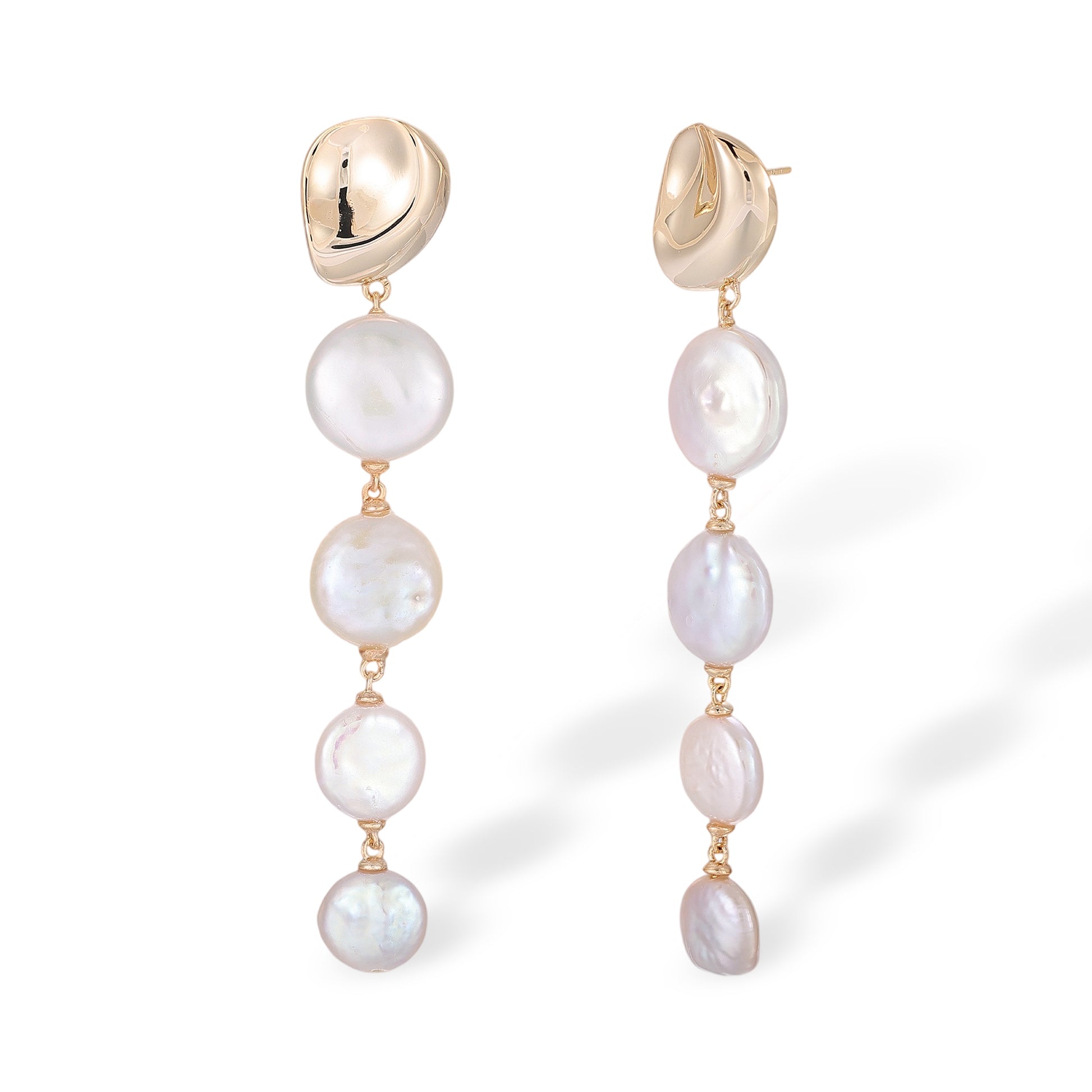 Rodelind White Round Baroque Pearl Earrings