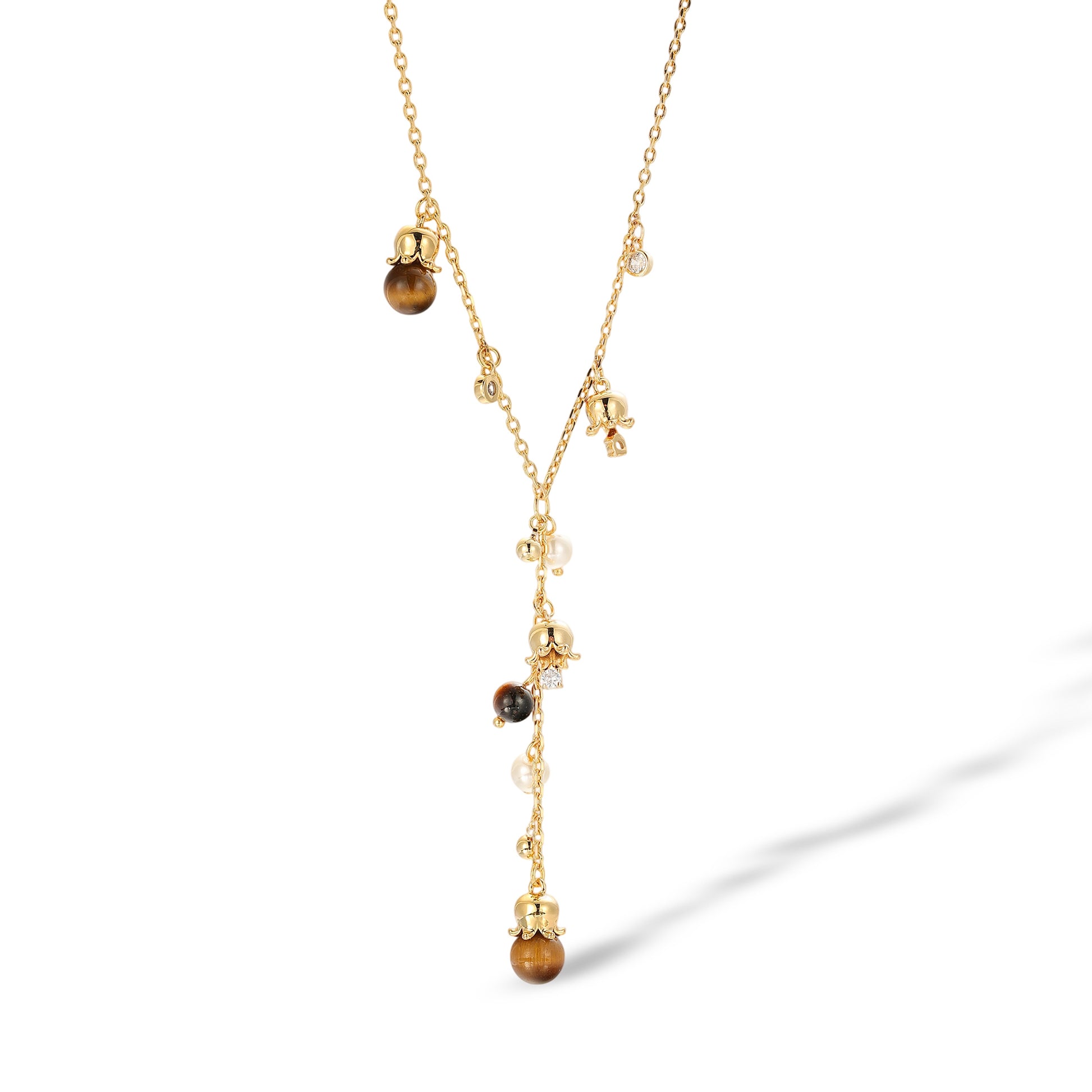 Rosalia 14K Gold Pearl Y Shape Necklace