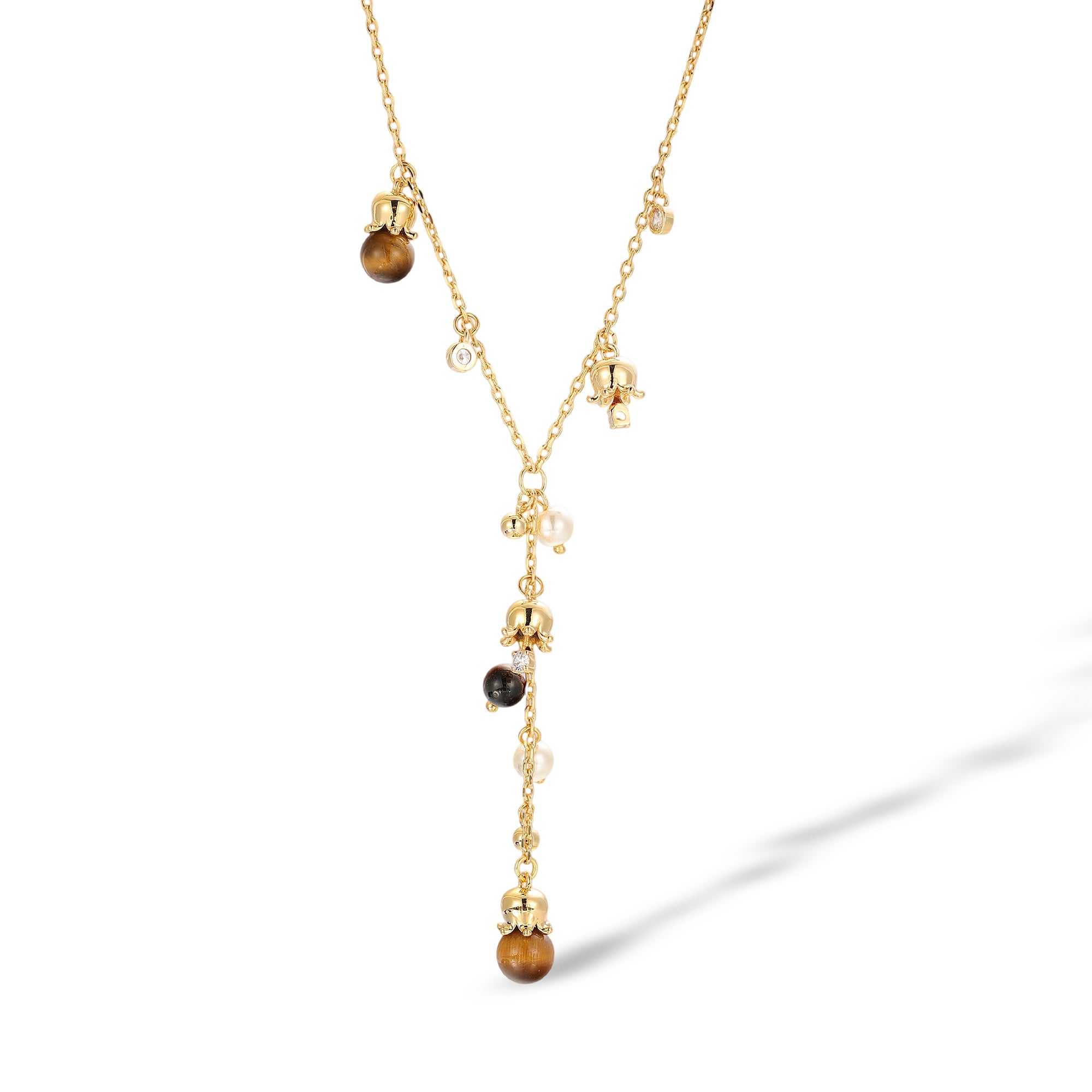 Rosalia 14K Gold Pearl Y Shape Necklace