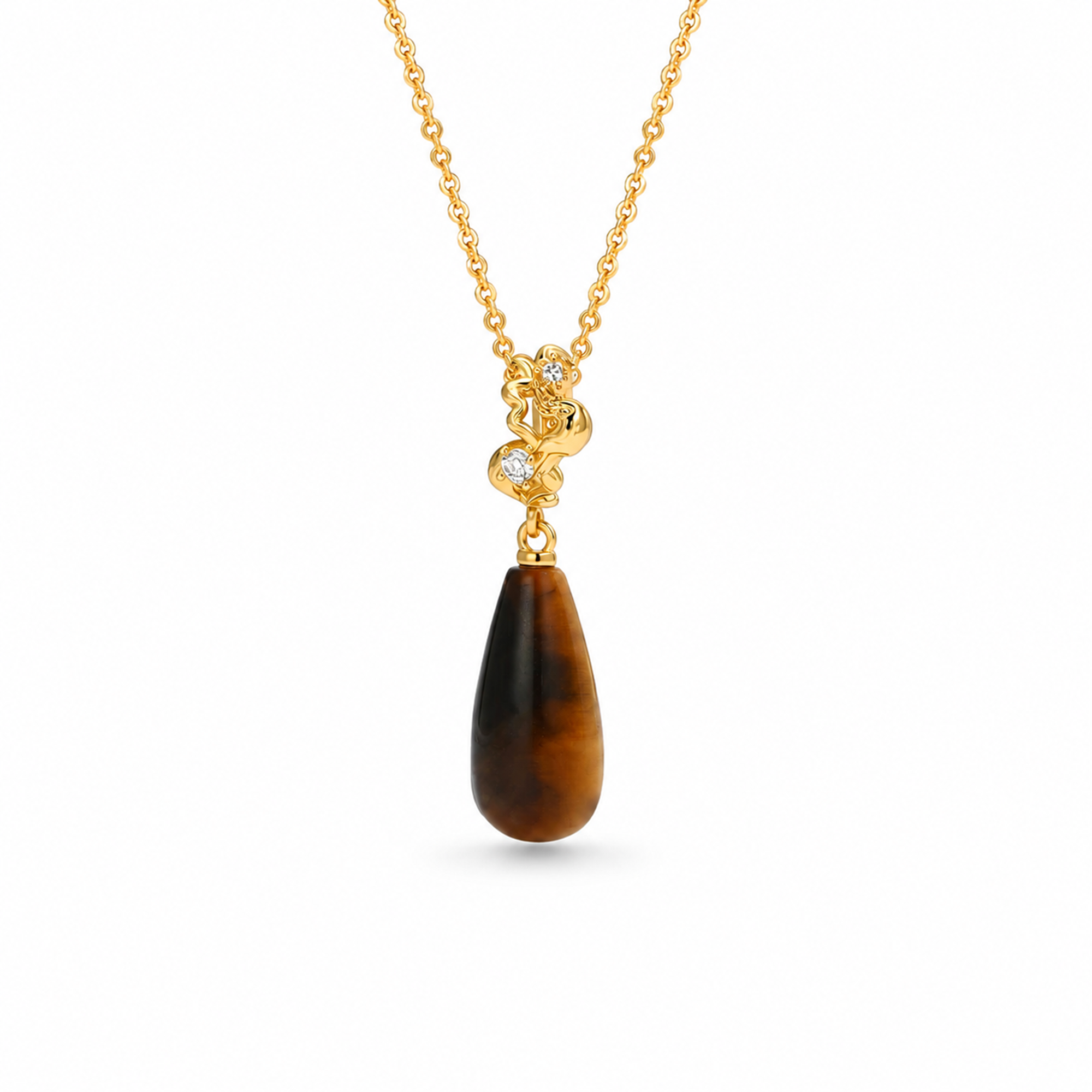 Sahra Brown Teardrop Tiger Eye Necklace