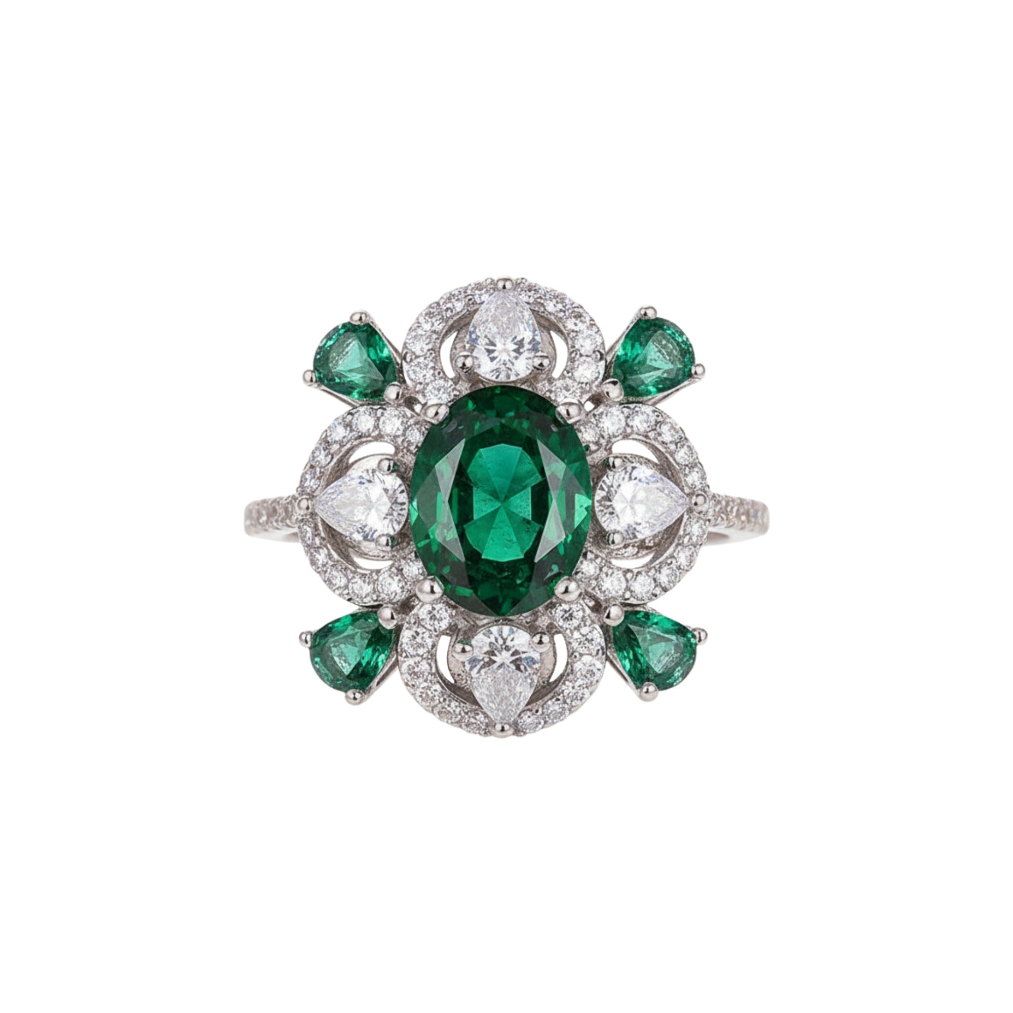 Samina Green Floral Ring