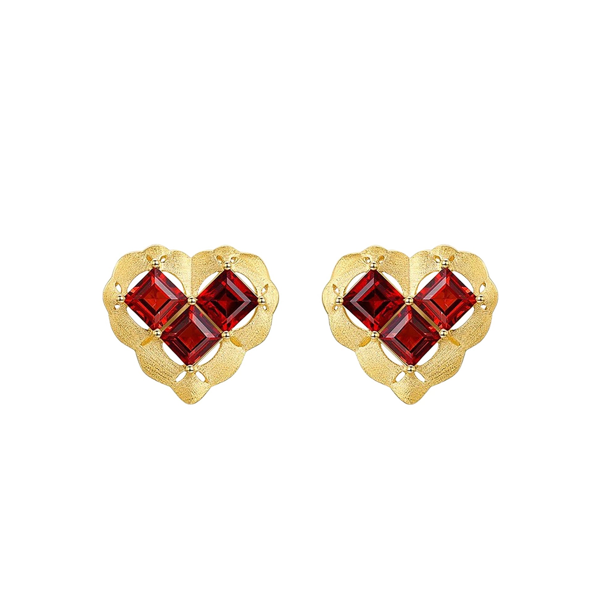 Sandra Red Heart Stud Earrings