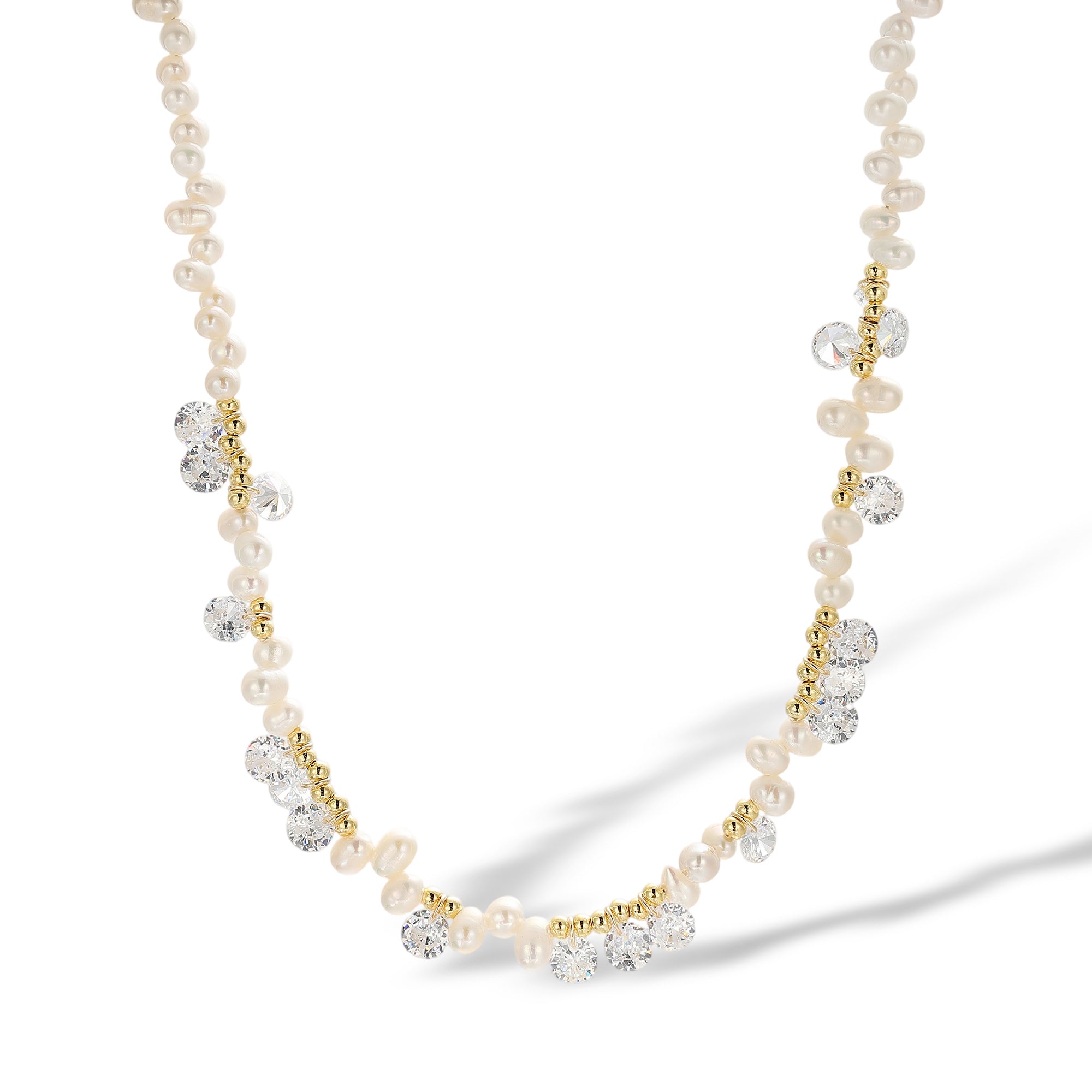 Santje White Pearl Crystal Necklace