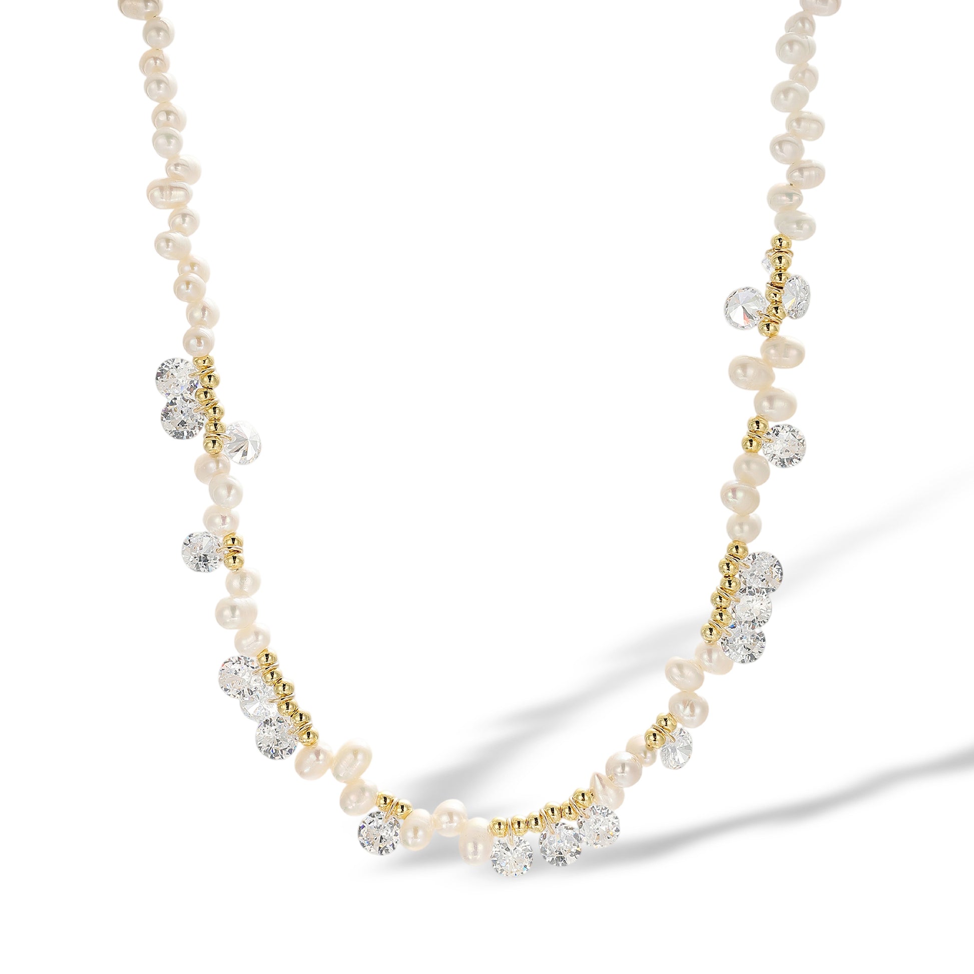 Santje White Pearl Crystal Necklace