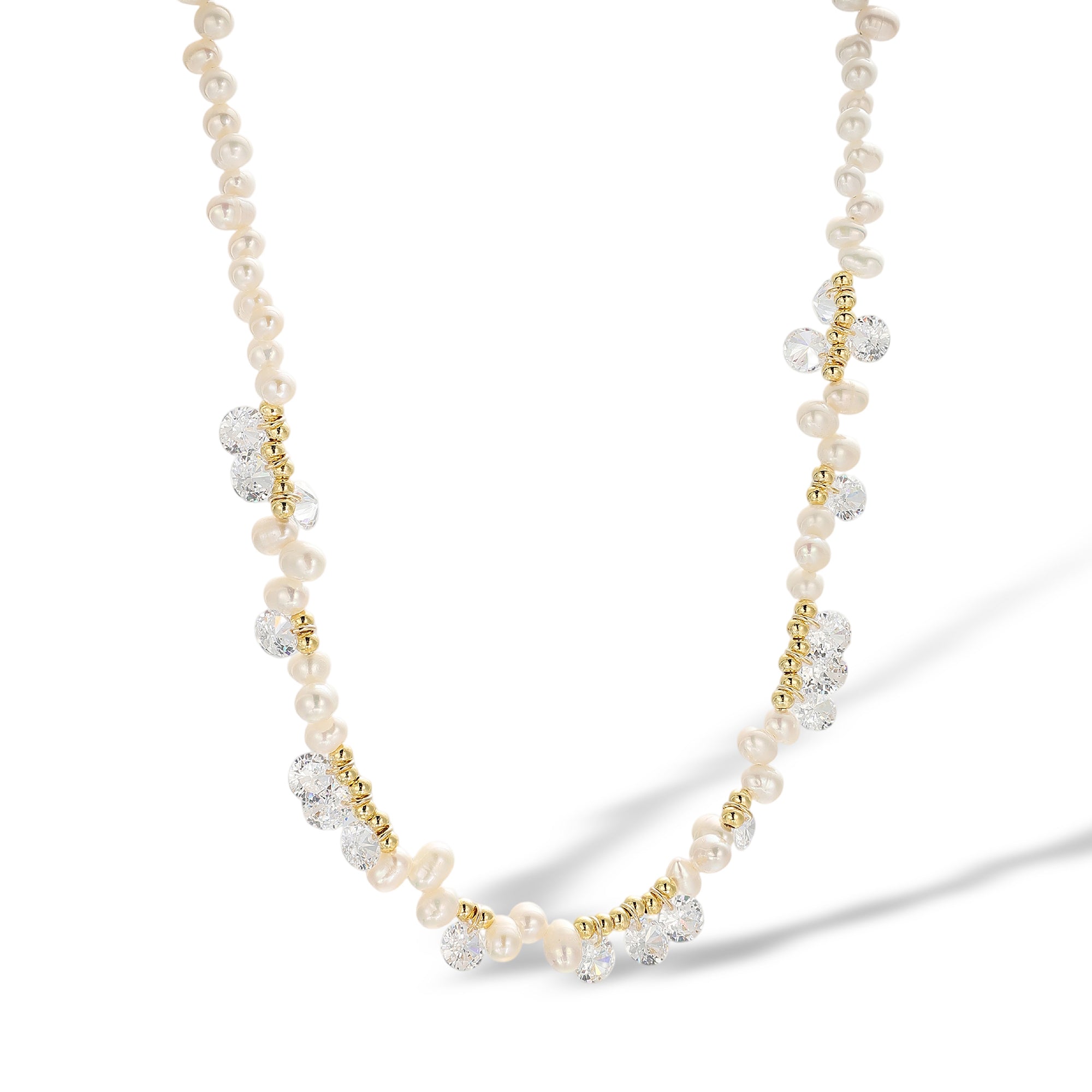 Santje White Pearl Crystal Necklace