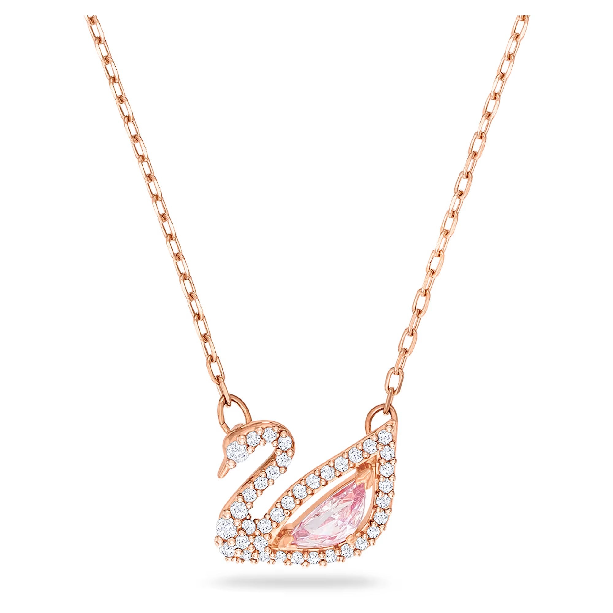 Serena 14K Rose Gold Pink Swan Necklace