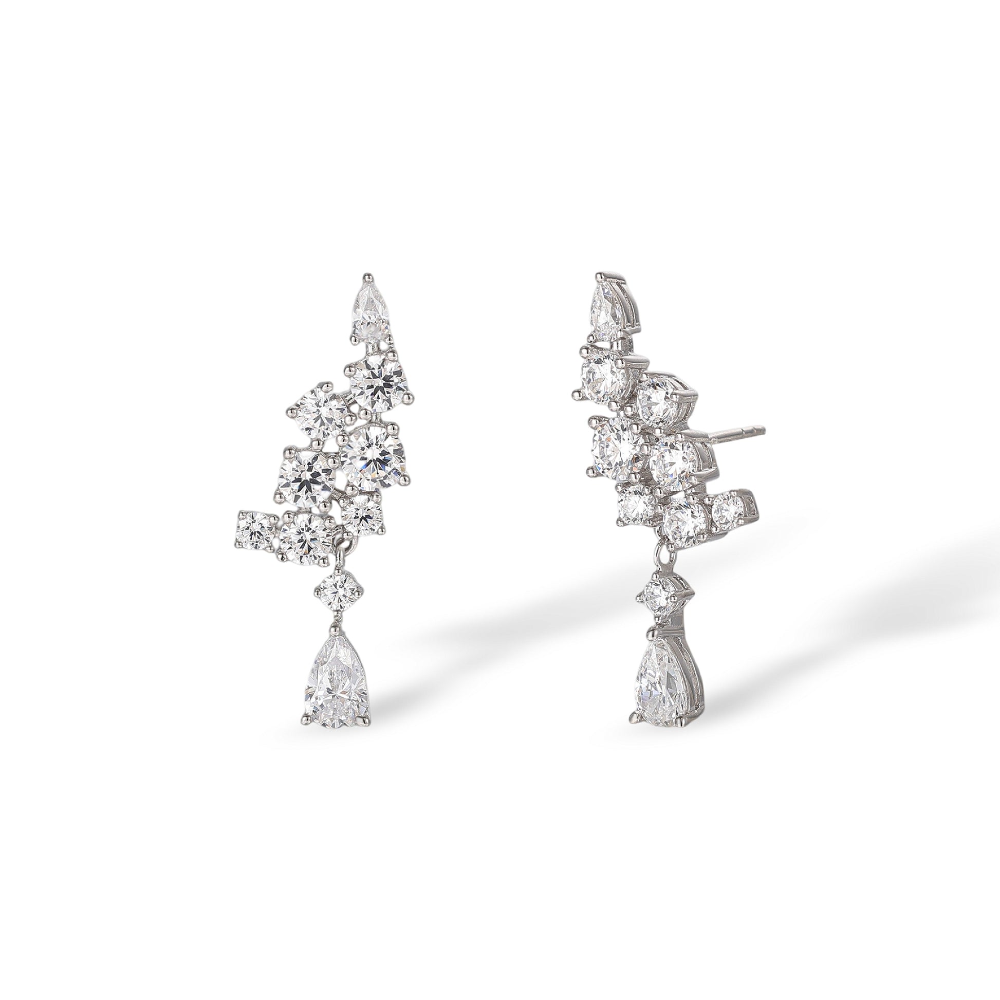 Silja White Teardrop Round Drop Earrings