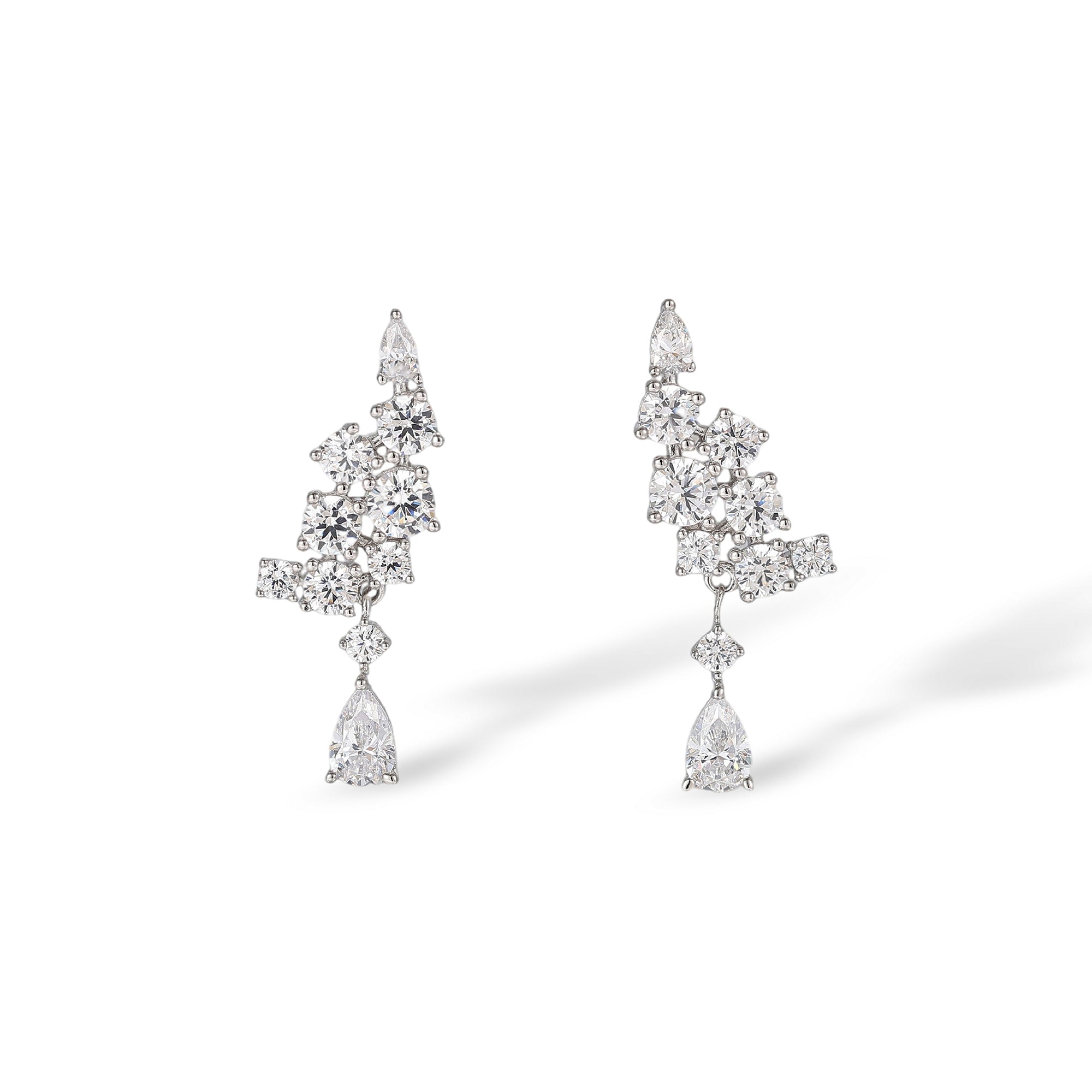 Silja White Teardrop Round Drop Earrings