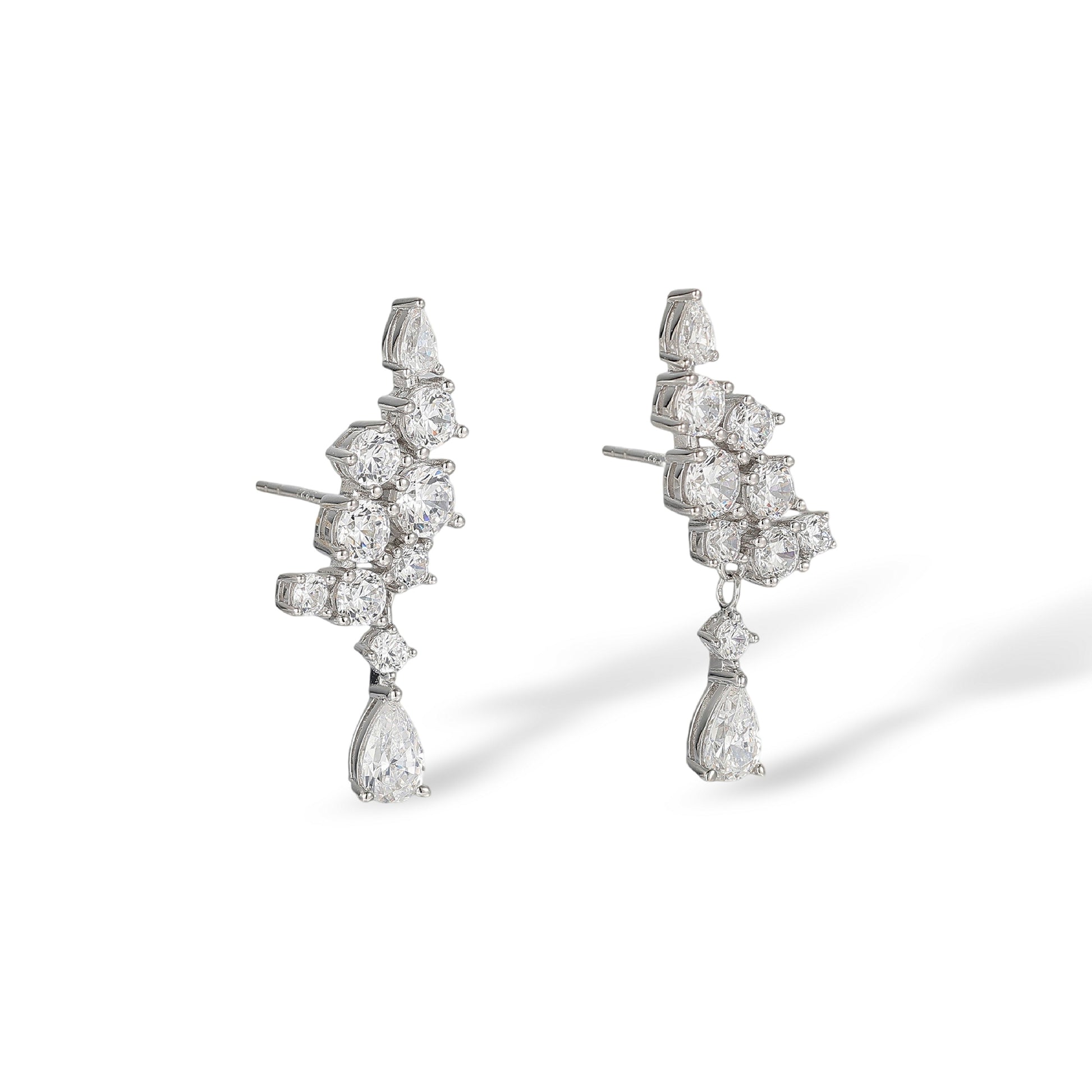 Silja White Teardrop Round Drop Earrings