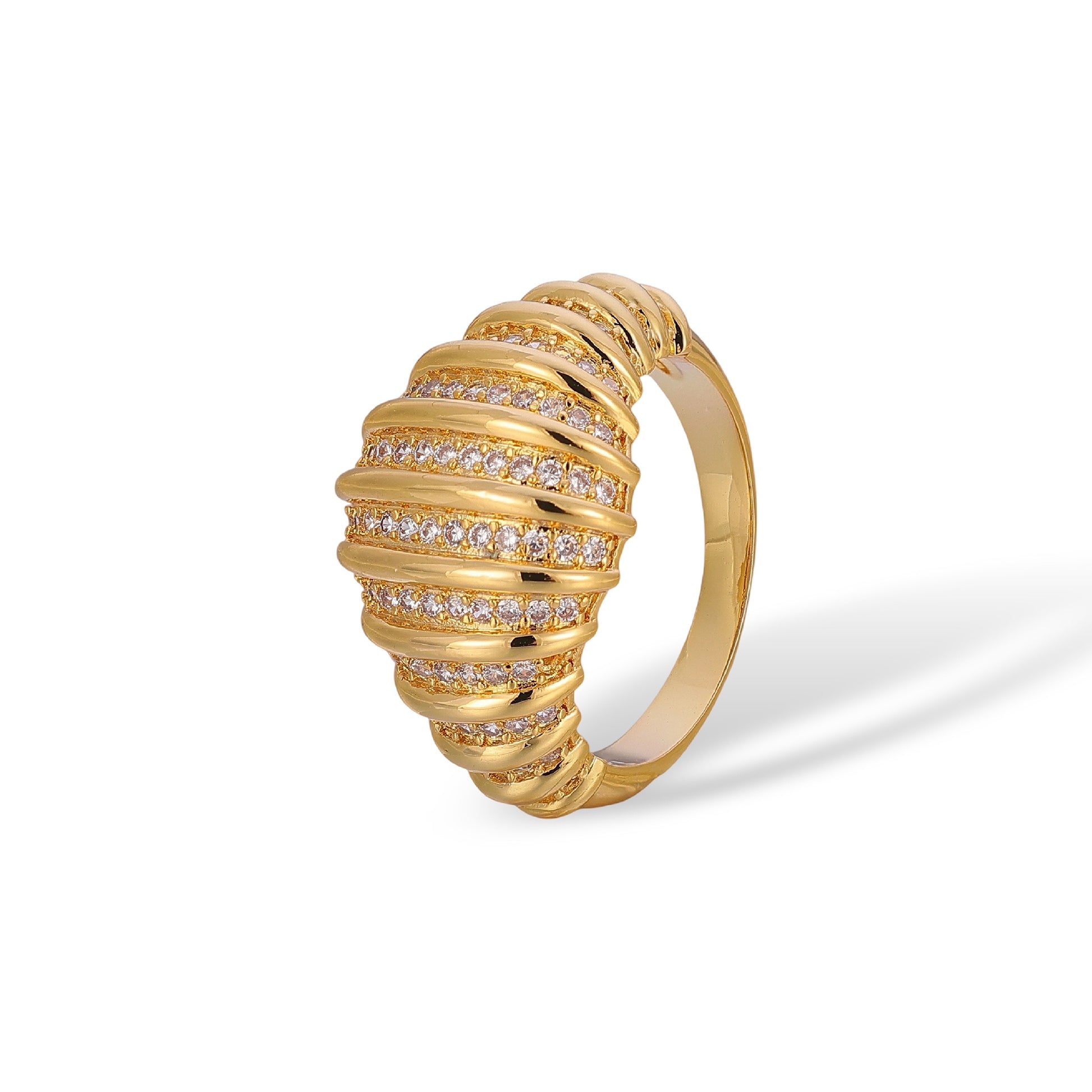 Simona 18K Gold Spindle Domed Ring